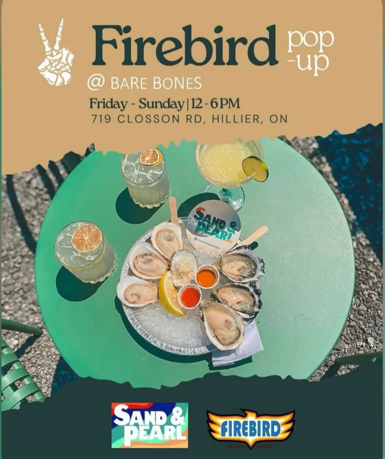 Back by popular demand&hellip; 

We will be @barebonesdistillery Saturday &amp; Sunday 

Noon to 6pm
OR until sold out 

Oysters
Caviar Bumps
Shrimp Cocktail 
Chopped Chicken Sliders
