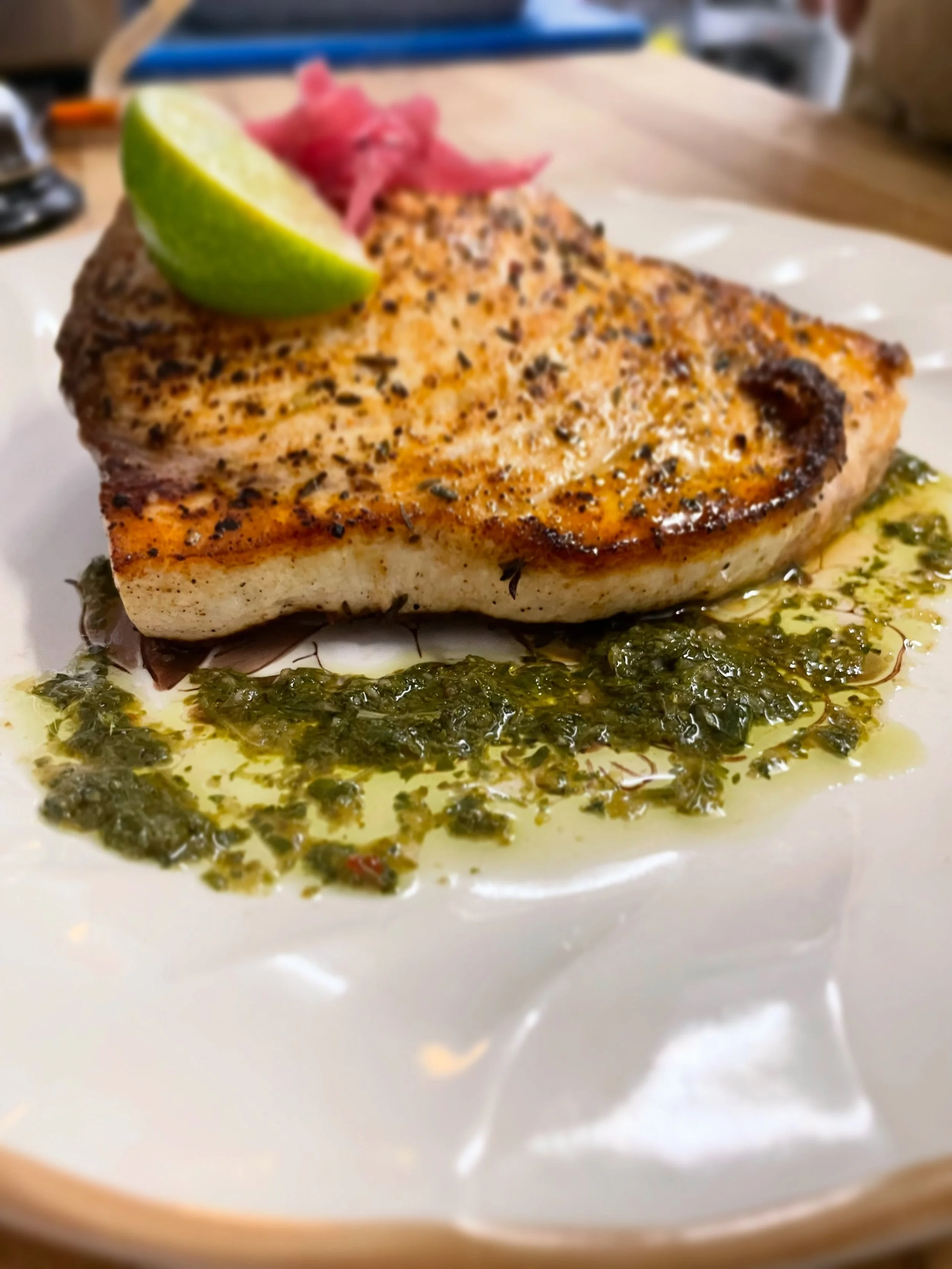 Swordfish Steak with 🍑 + 🍅 

&ldquo; I can taste the love in this food&rdquo;
lovely guest from Quebec 

Thanks Chef @scootsnthekitchen and our amazing team 
@shae_soars 
@michael_harvey99 
Caleb
Jess 
@malcolm_gregorr 
@ryangregor4