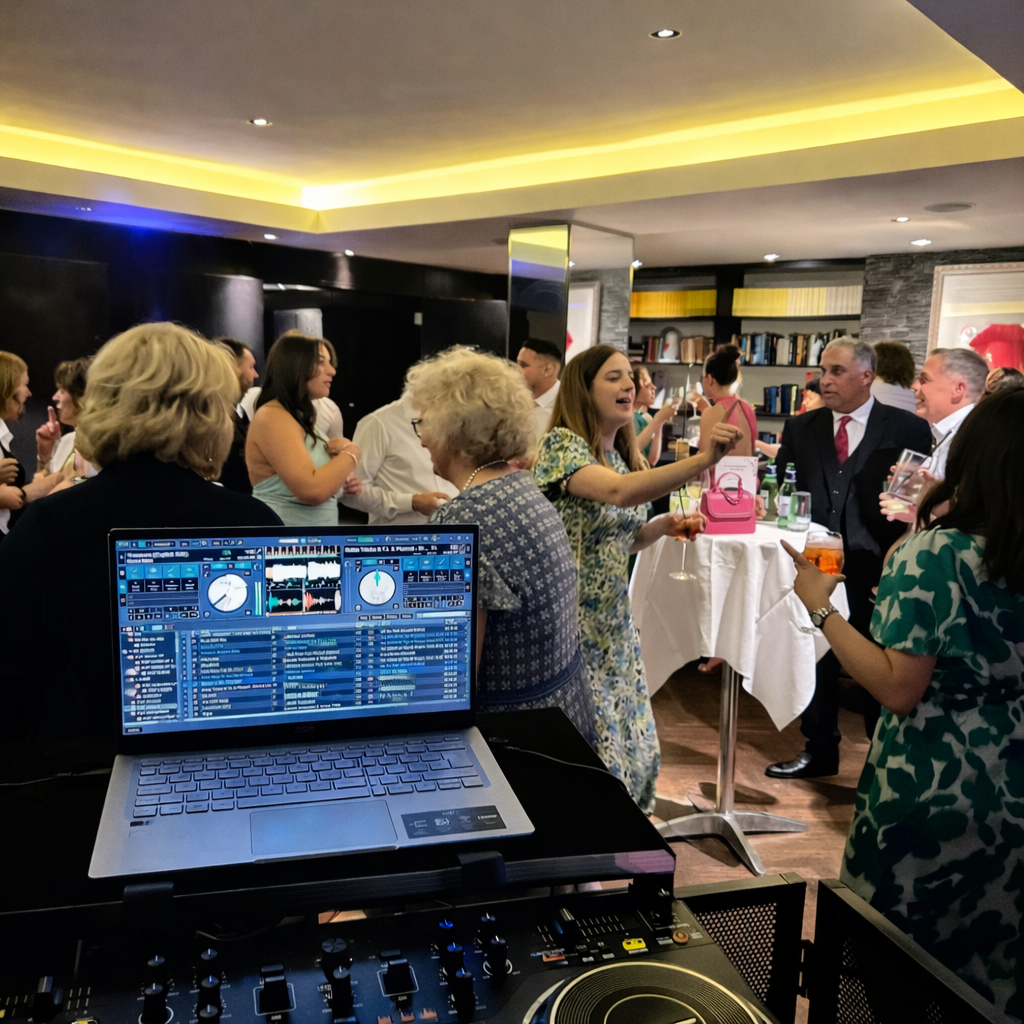 Wedding DJ performance with professional mixing and event setup