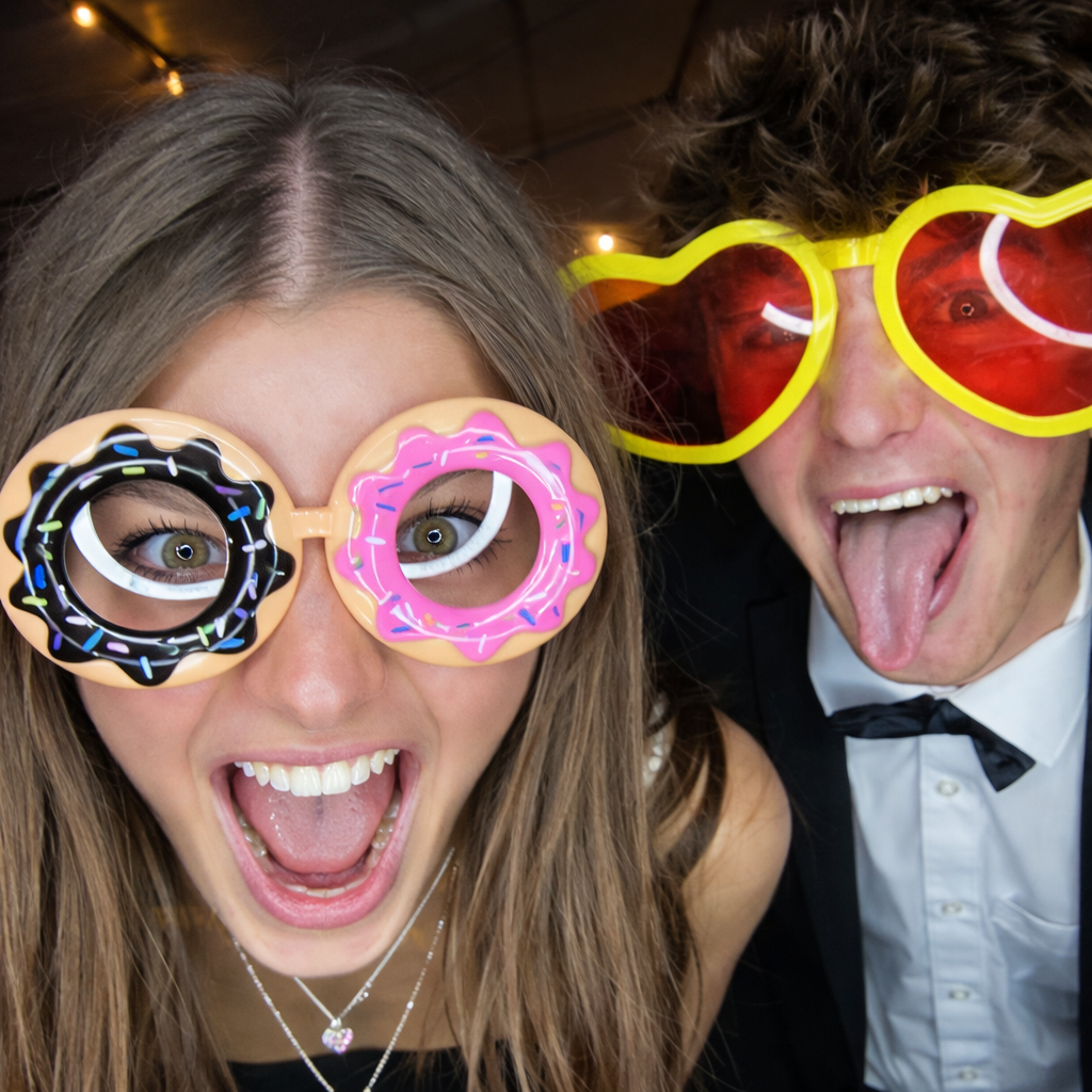 Photo booth fun with props at private party event