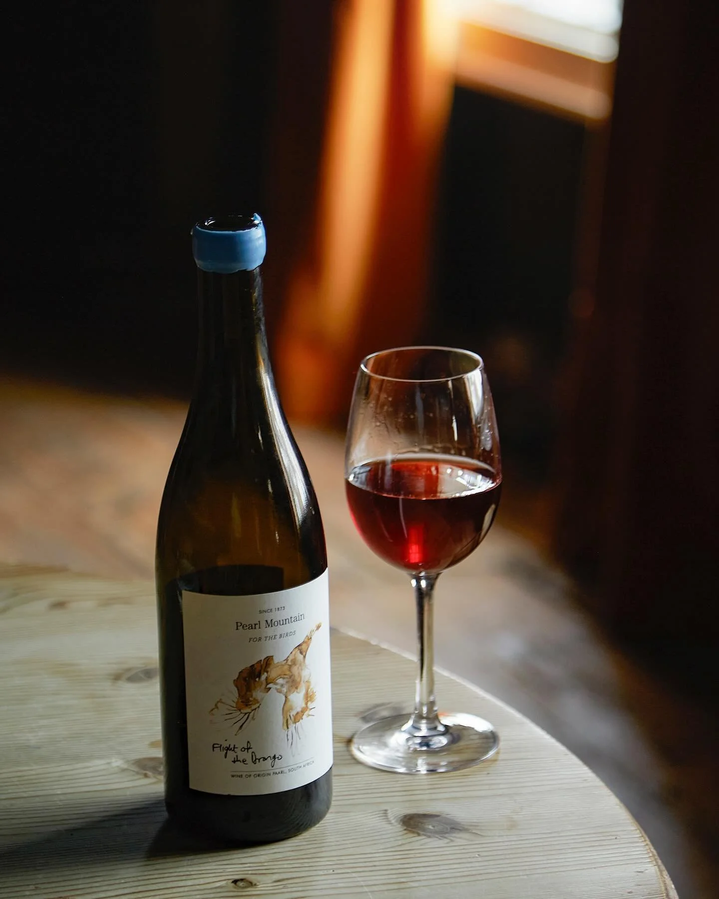 Flight of the Drongo, a light red made by farmer Dave Retief under the label Pearl Mountain. New on our by the glass wine list.

You may remember this one from our tasting evening with Michael Bagnall, as part of our Guest Chef Series.

It&rsquo;s 10