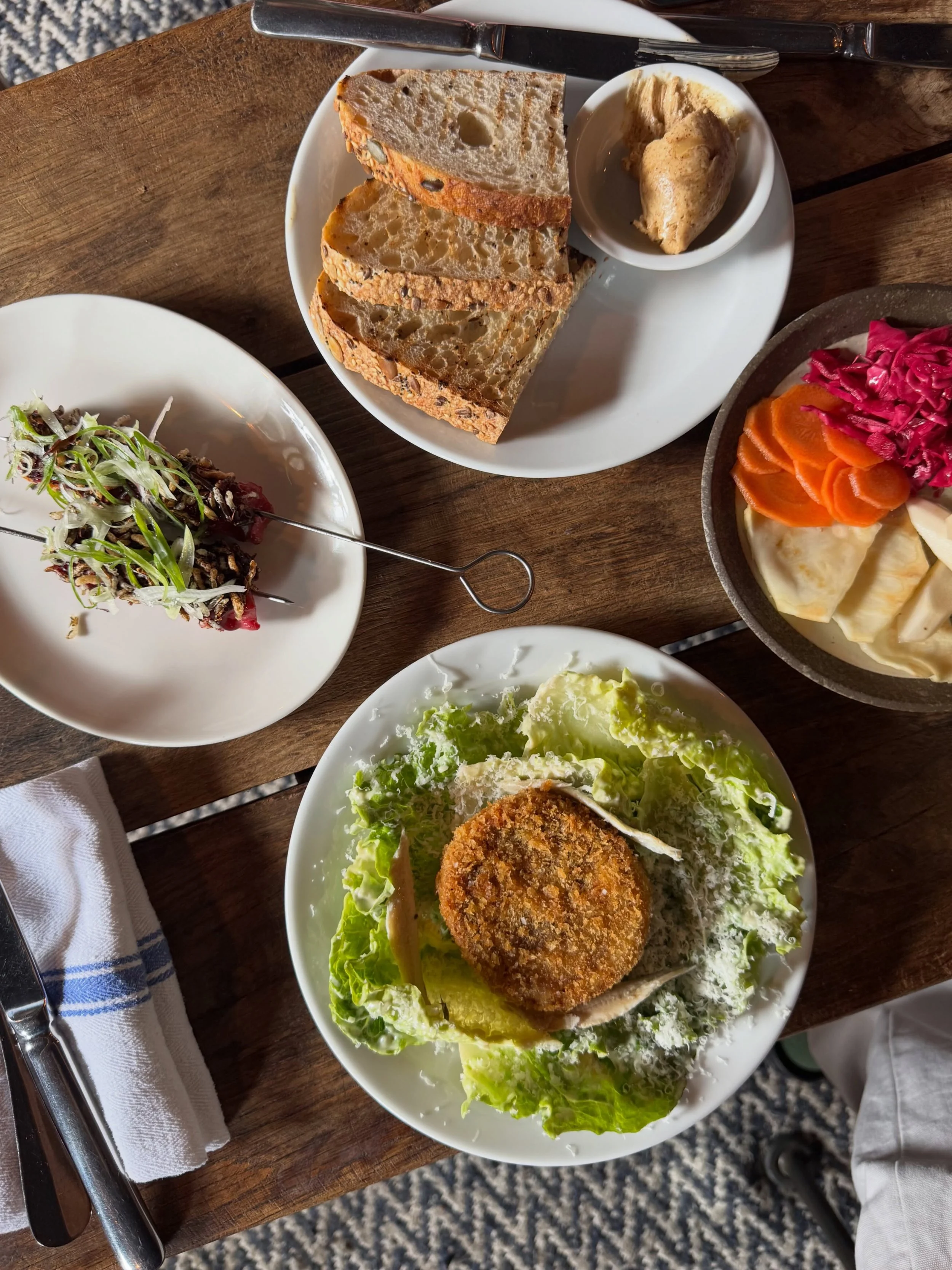 Crispy lamb breast Caesar salad. 

Snacking on a gloomy Sunday afternoon. Our kitchen is open at midday through to 9pm. Join us.