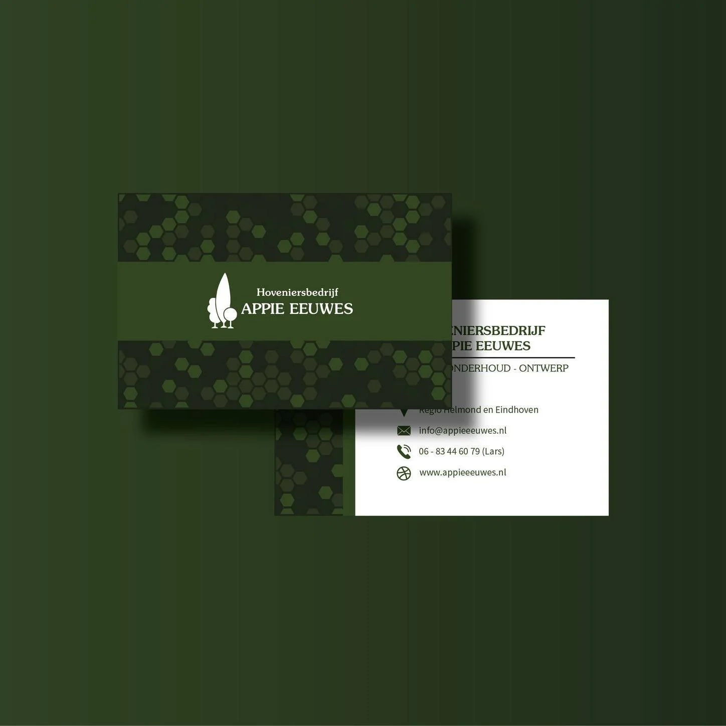 Visitekaartjes van hoveniersbedrijf appie eeuwes