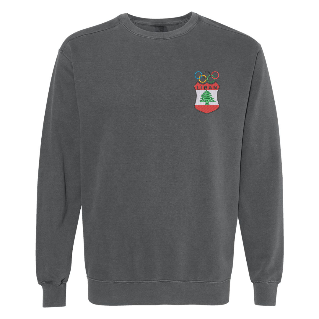 Team LBN Crest Pocket Logo Crew Embroidered Sweatshirt (Comfort Colors Pepper)