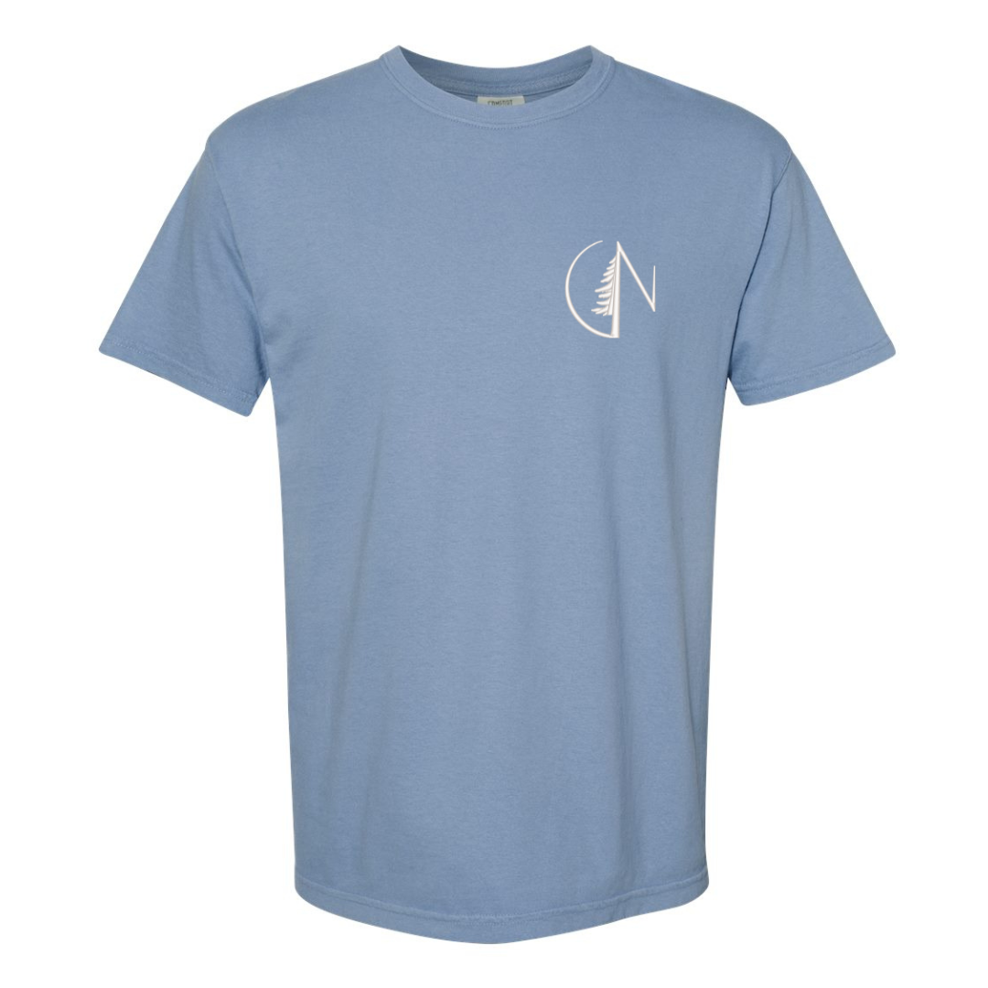 Cedars Nutrition Logo Embroidered Tee (Comfort Colors Denim / White)