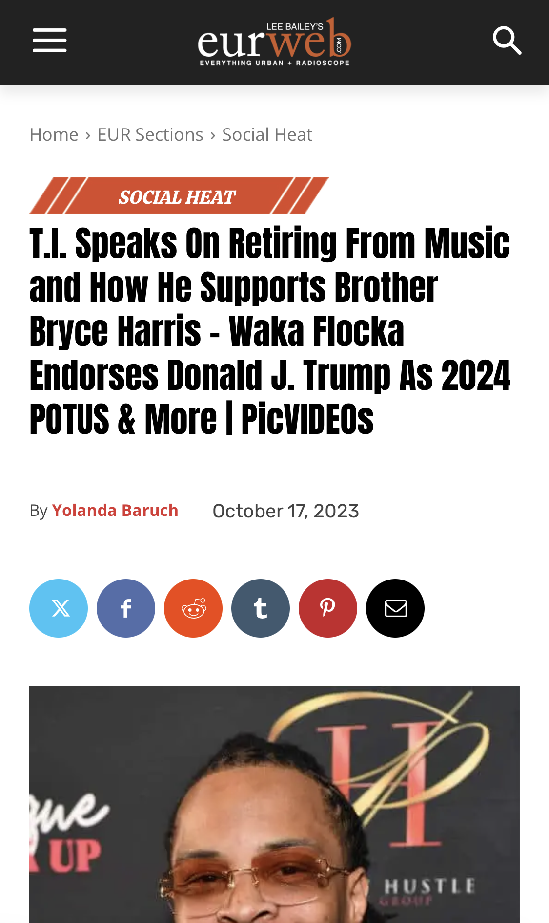 EUR Web: T.I. Supports Brother Bryce Harris (Copy)