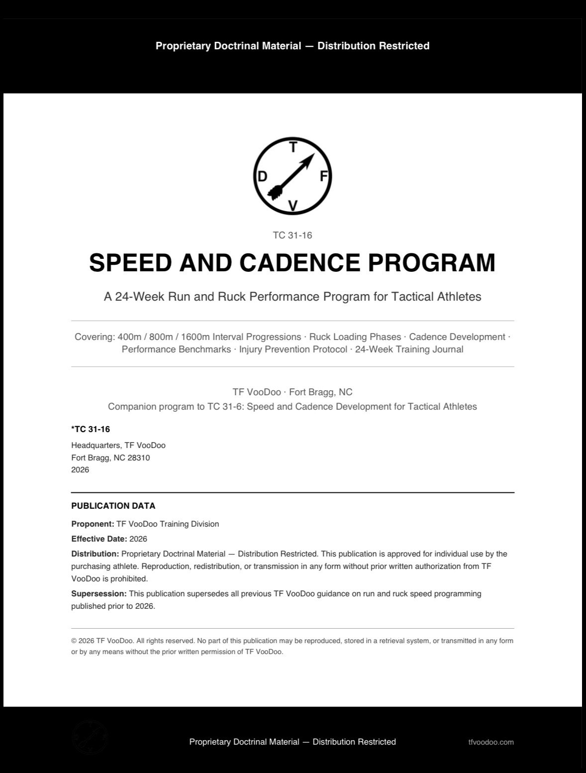 TC 31-16 — Speed and Cadence Program 24-Week Program + Training Journal