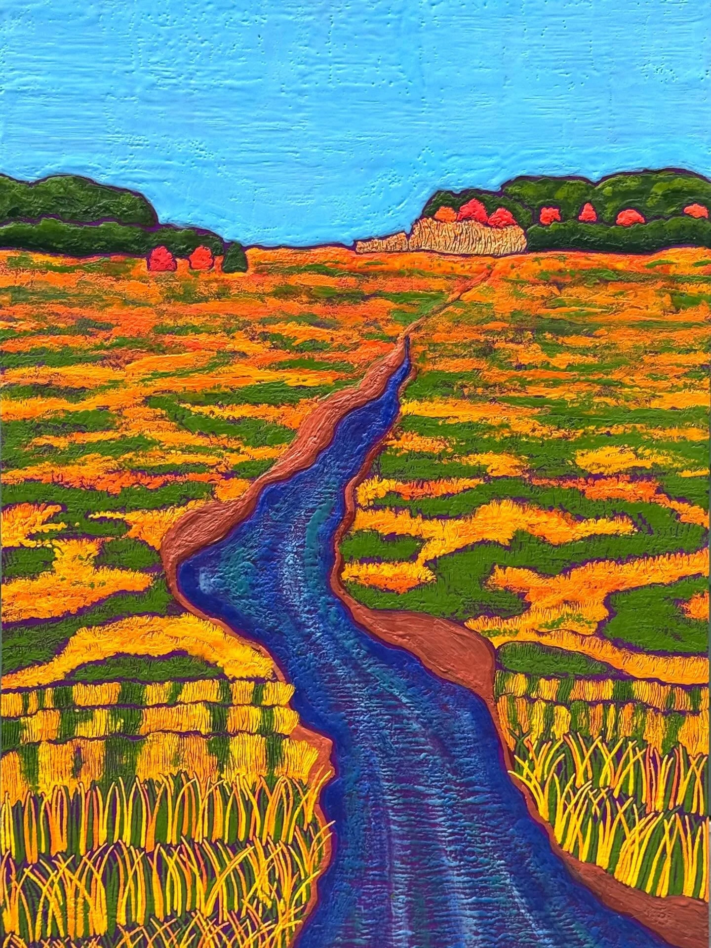 October Marsh sold on the very last day of my solo show, after we had taken all the paintings down off the walls. Janice from @blue_doorgallery installed it in its new home in Ipswich a few days later, so it&rsquo;s now living near the marsh that ins