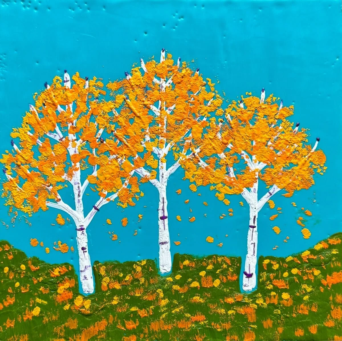 Another small one just added to my web site! Squeezing in a few more autumn vibes before the snowstorm arrives tomorrow! Autumn Joy, 8&rdquo;x8&rdquo; encaustic on panel. $260.
.
.
#autumnpainting #smallworks #birchtrees #findingjoy #shopsmall