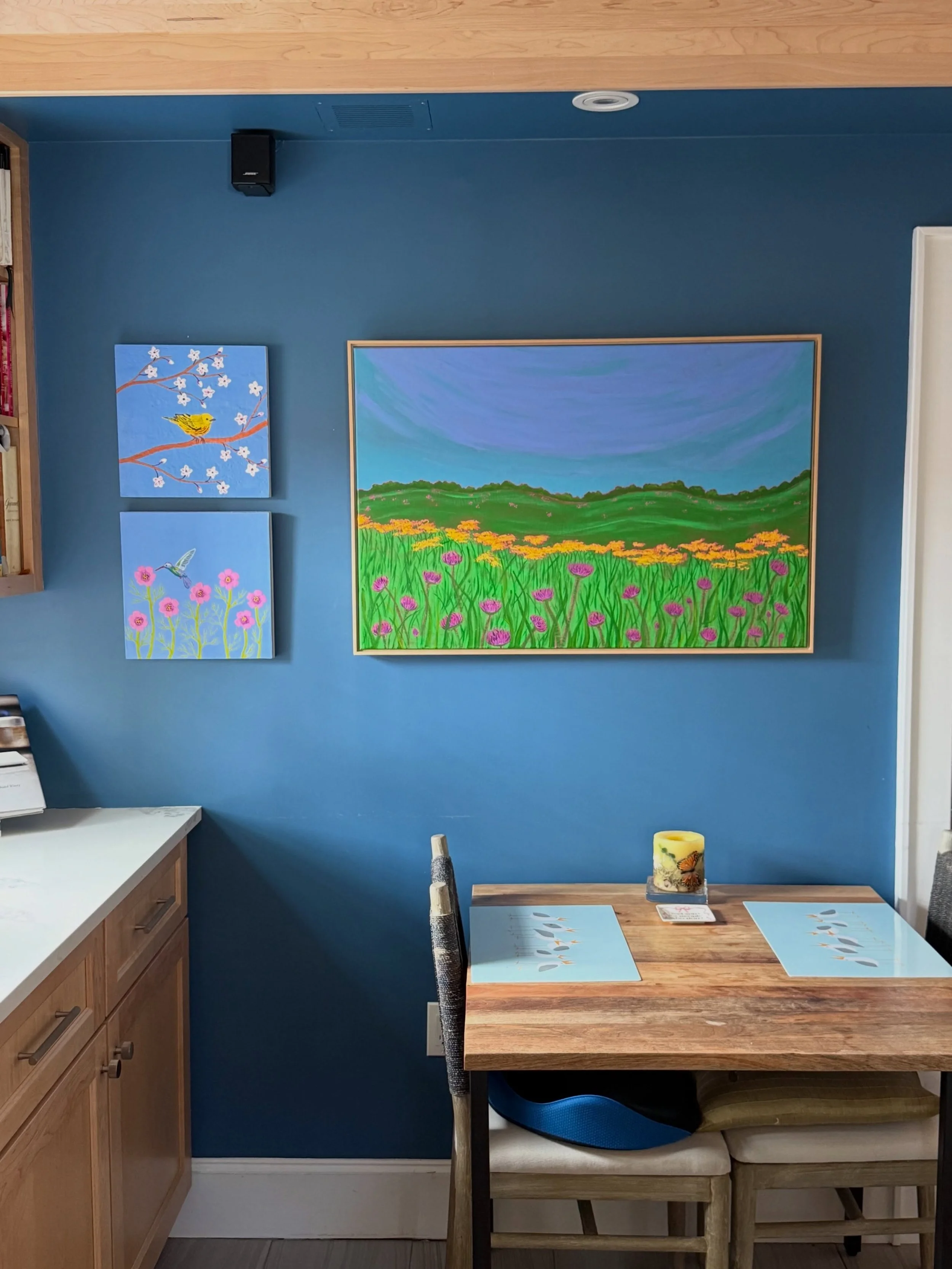 I just received this lovely installation shot and it makes me so happy to see how well these three pieces go with one another. It&rsquo;s as though they were created to live together! I am feeling very grateful for both my loyal collectors and my gal