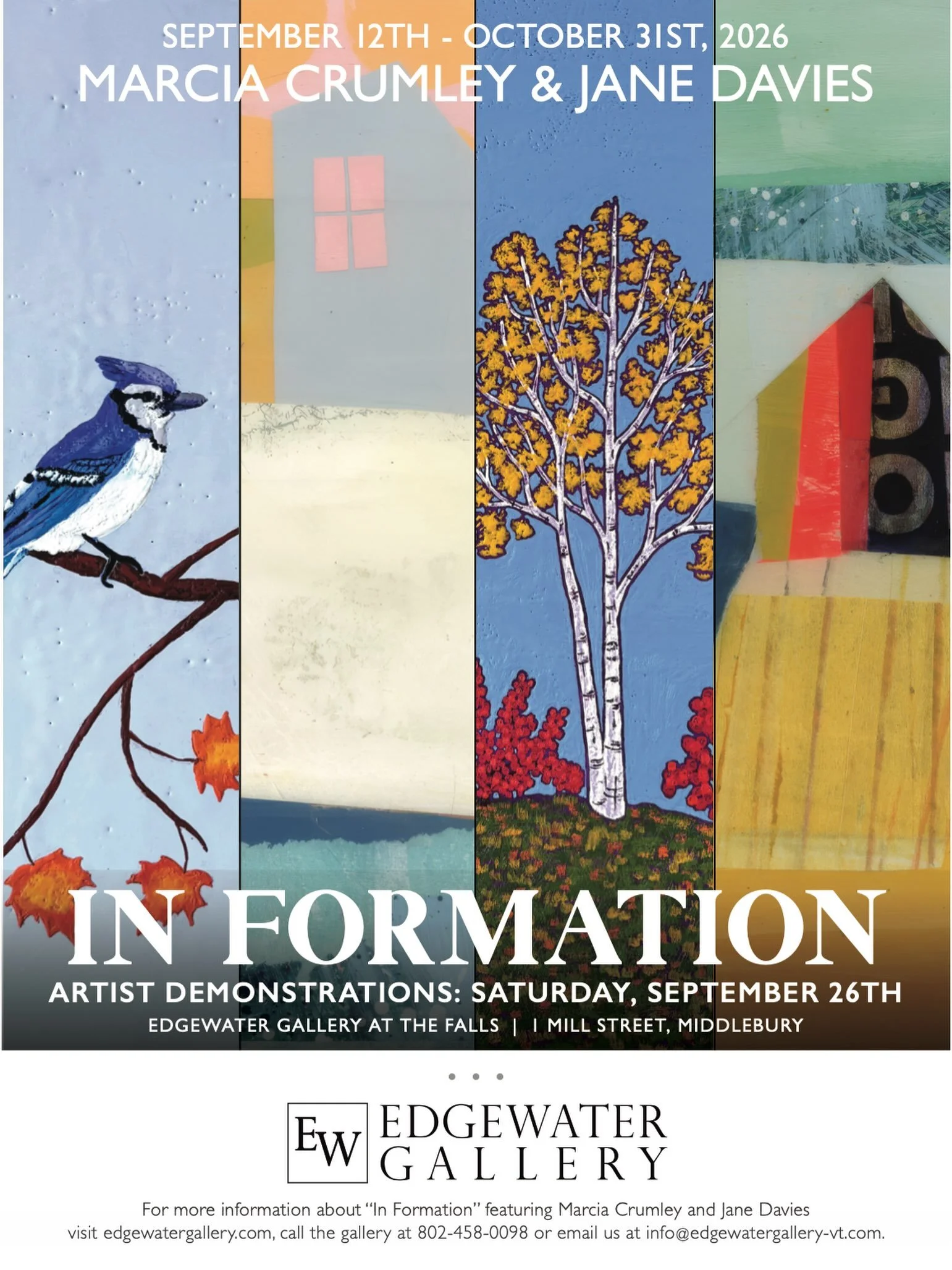 Super excited for my show with @janedaviesart that&rsquo;s up at @edgewatergalleryvt now through October 31st. I haven&rsquo;t seen it in person yet, but I&rsquo;ll be heading up there to do an encaustic painting demonstration on Saturday, July 26th,