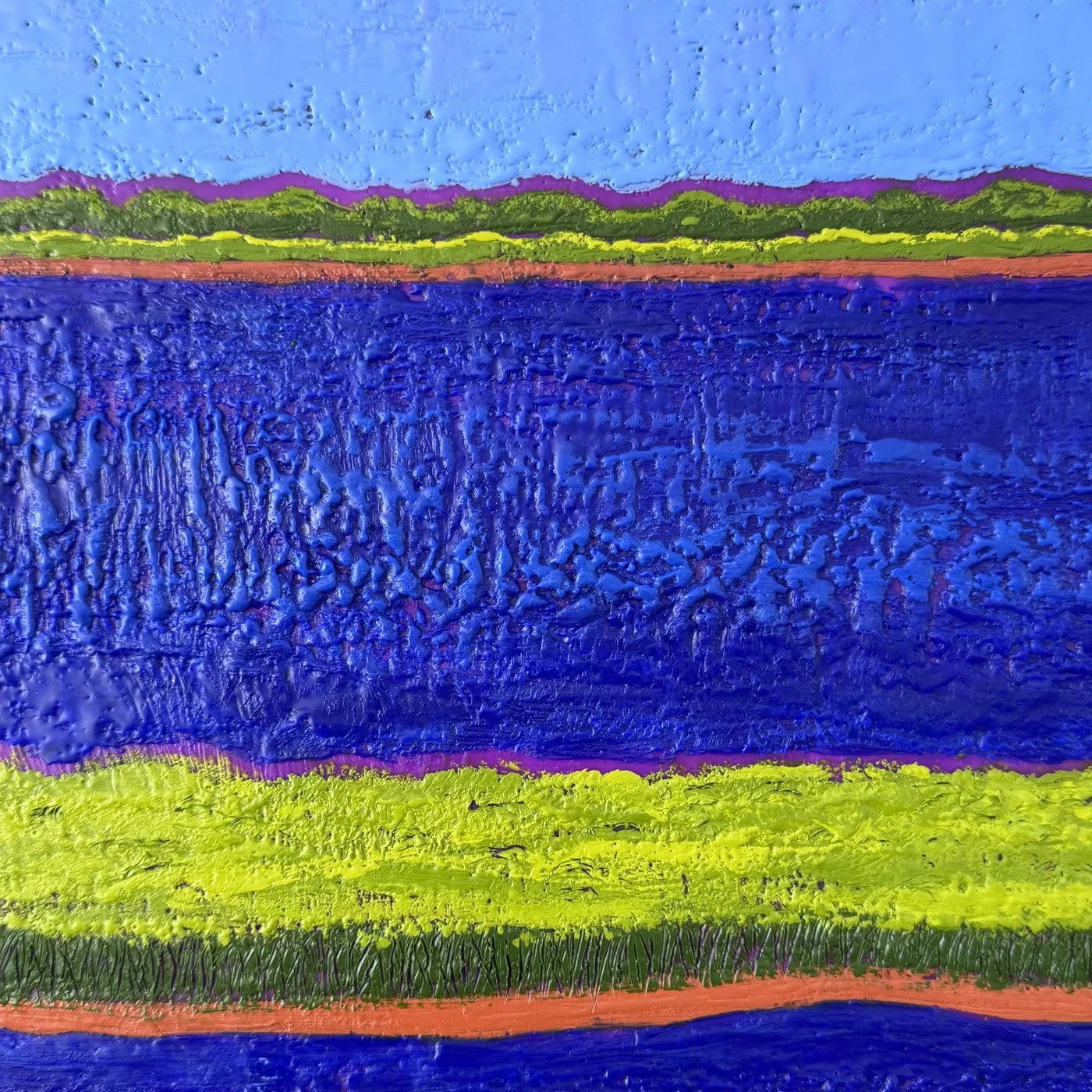Closeup of summer marsh painting.