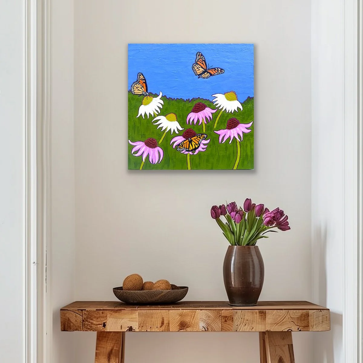 monarch-butterfly-art Monarch migration painting by Maine encaustic artist Marcia Crumley.