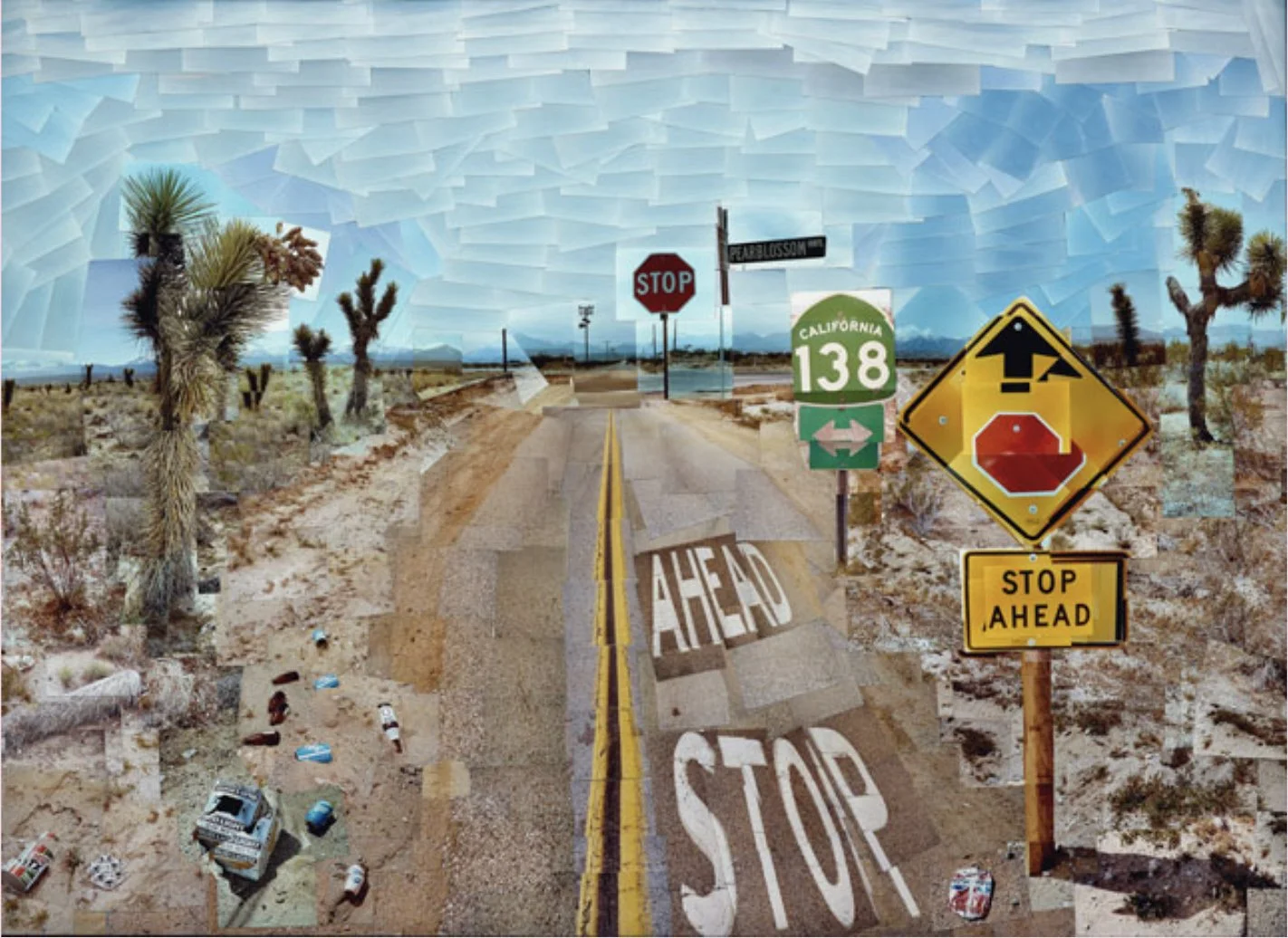 A photocollage by David Hockney showing how the eye actual sees from multiple perspectives versus the single perspective of a photograph.
