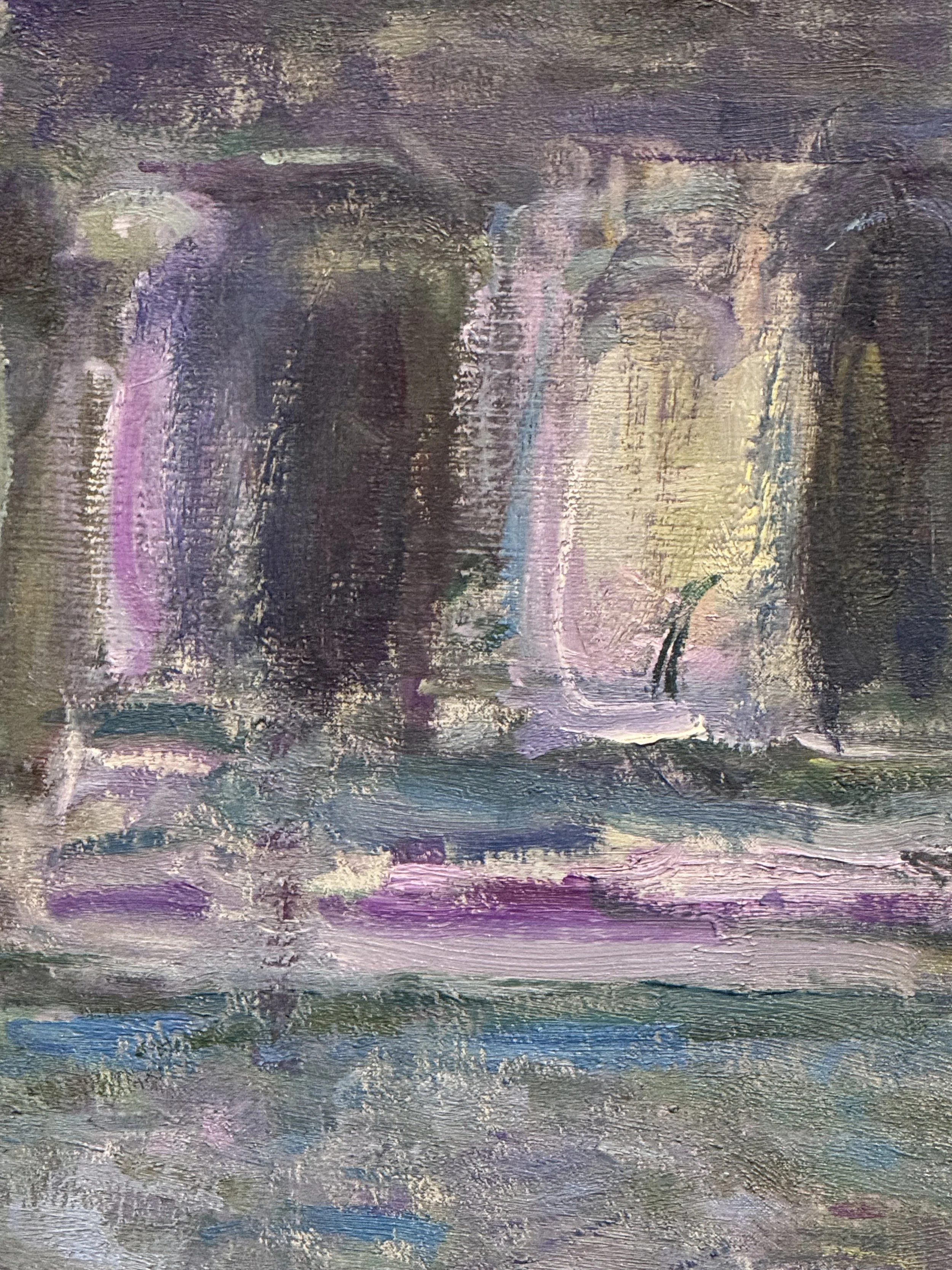 Vivid purples dominate the building's shadows in Monet's painting of the Palazzo Contarini in Venice.