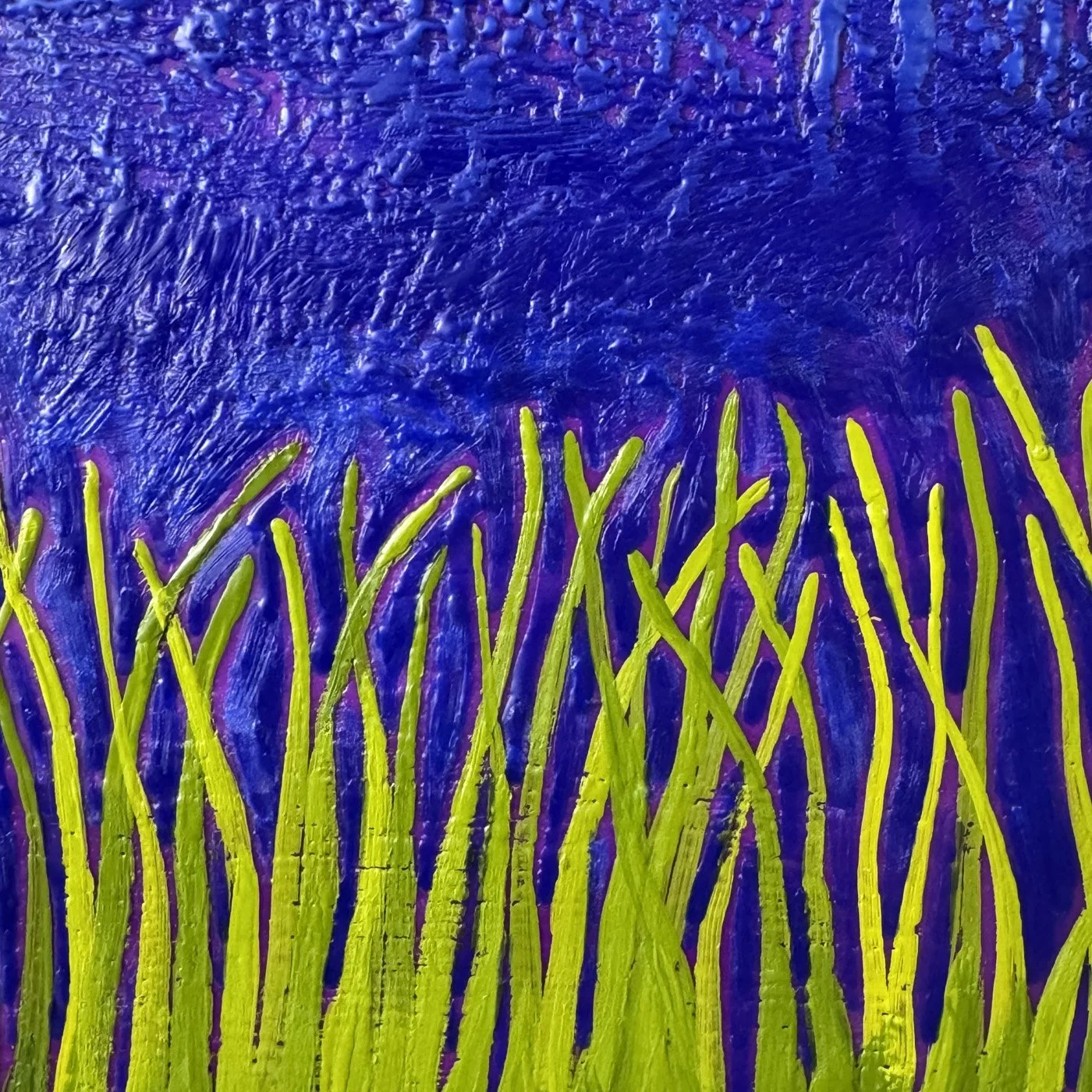 Closeup of marsh grasses and texture, in varied bright gteens.