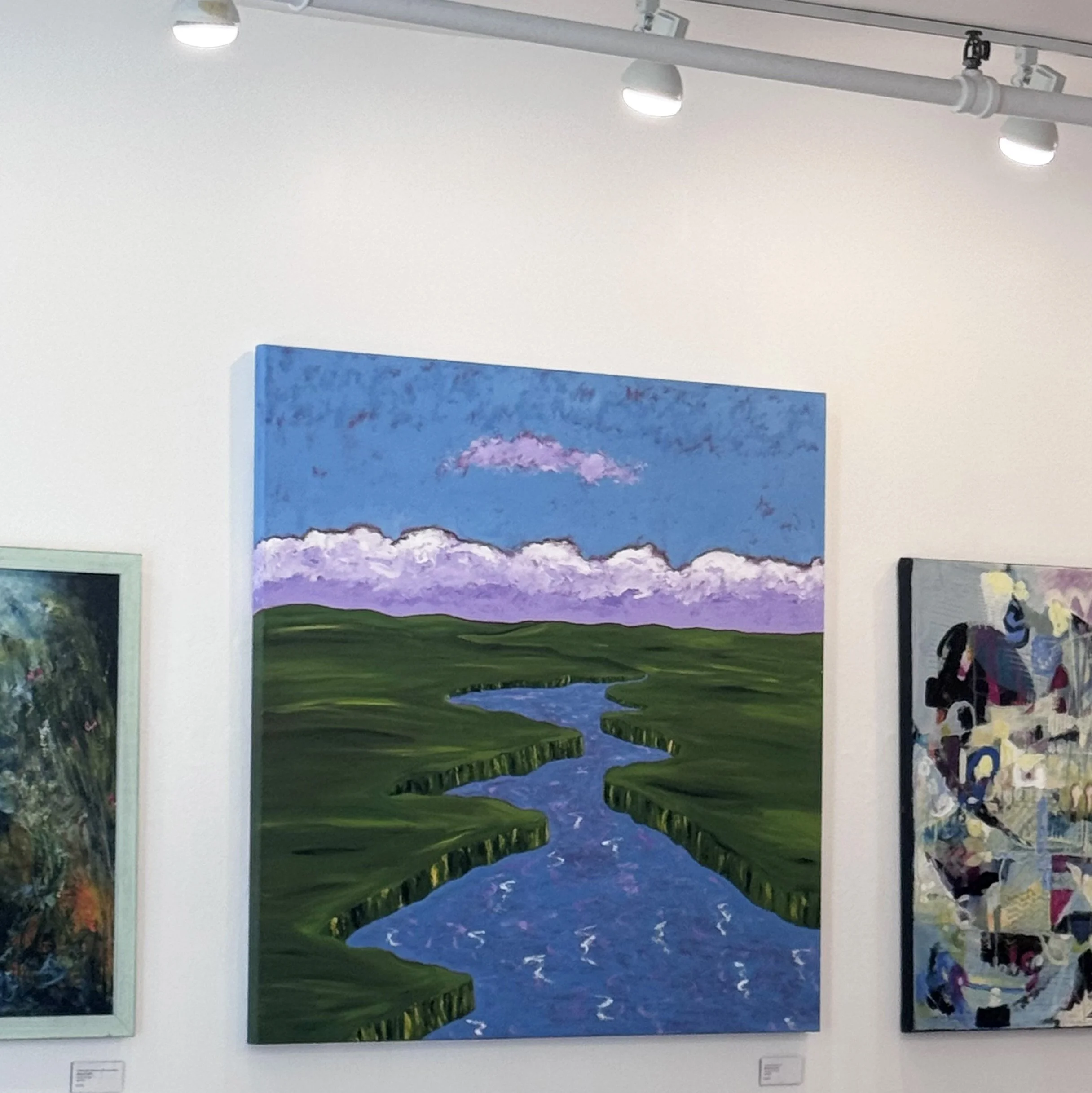 Boston artist Marcia Crumley's painting titled Morning Meditation, hanging in Galaray Boston art gallery.