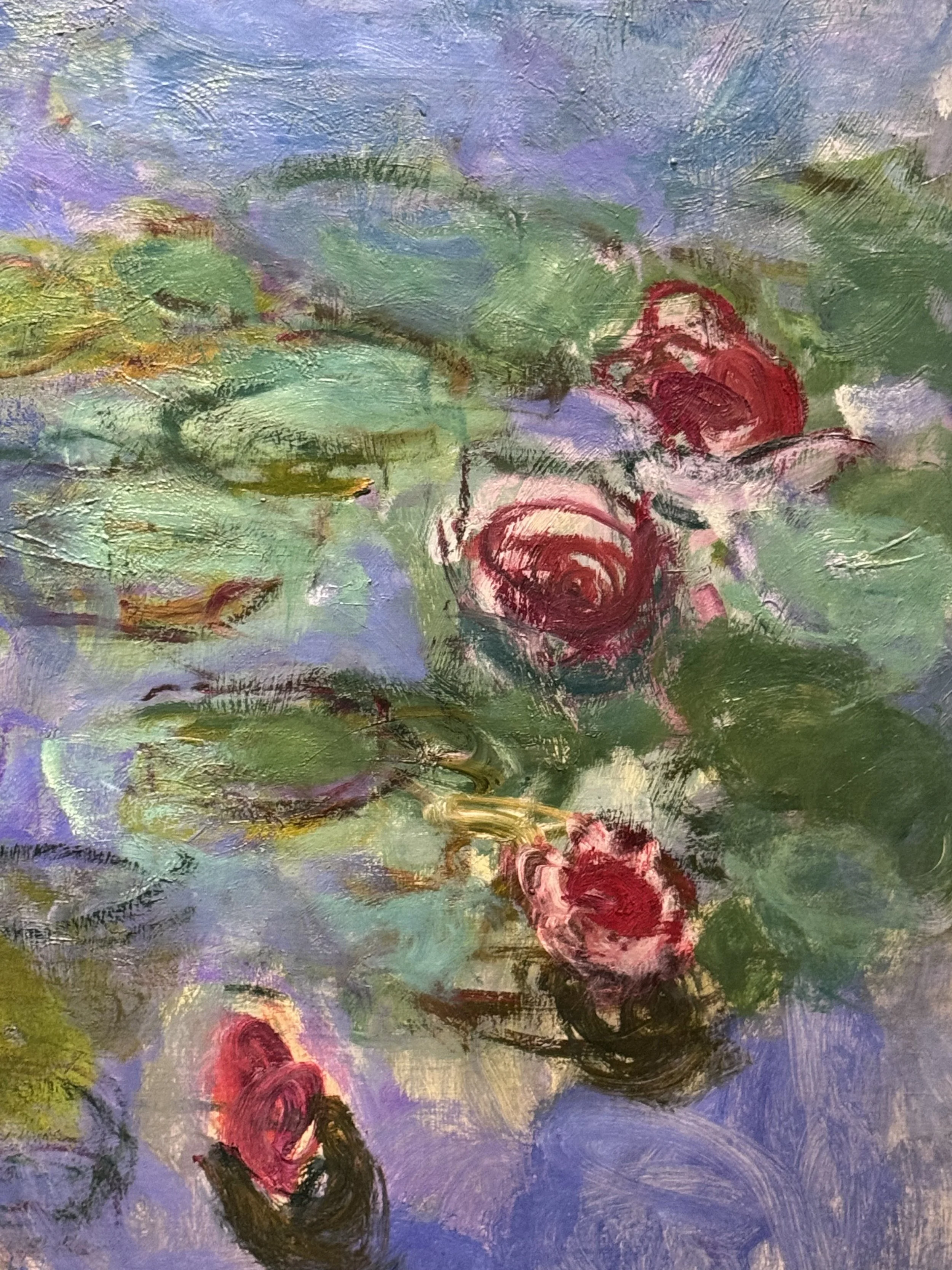 These Monet water lilies in pink and red are drawn with circular marks that remind me of cinnamon buns!!