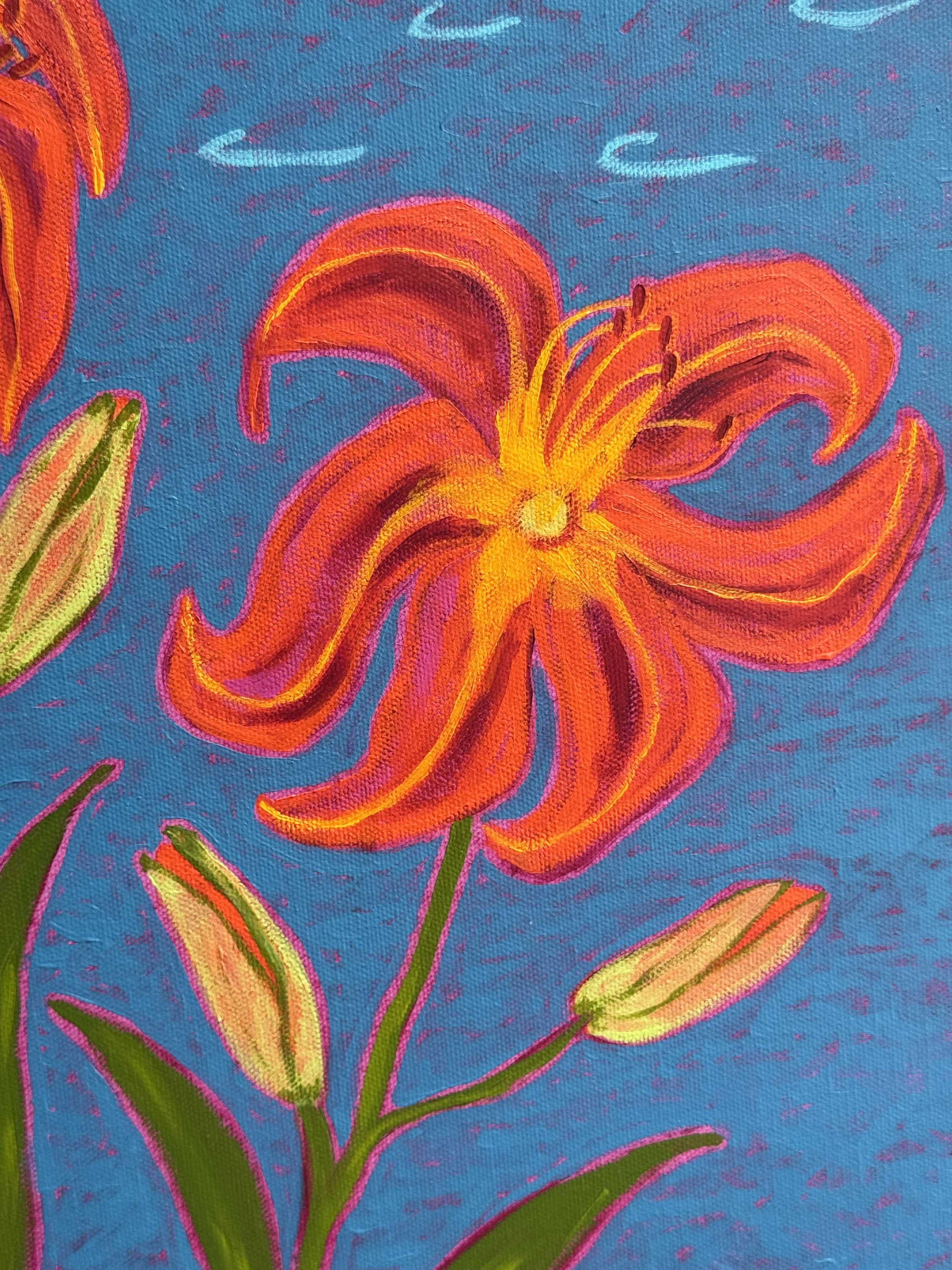 garden lovers painting of beautiful day lilies.