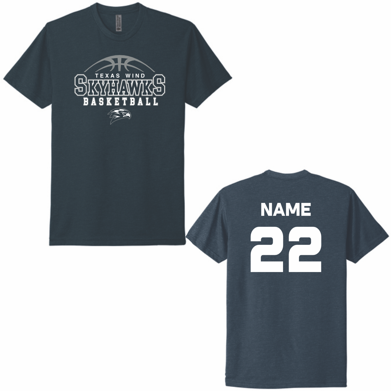 TEXAS WIND SKYHAWKS BASKETBALL - SHORT SLEEVE TEE - NAME/NUMBER