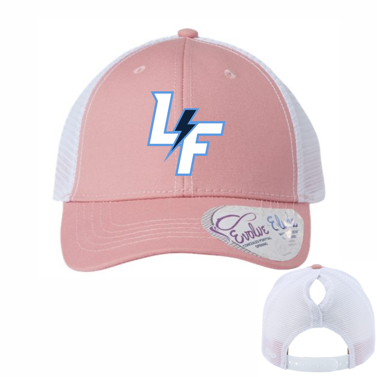 LIGHTNING FASTPITCH - LADIES PONYTAIL CAP - PINK /WHITE