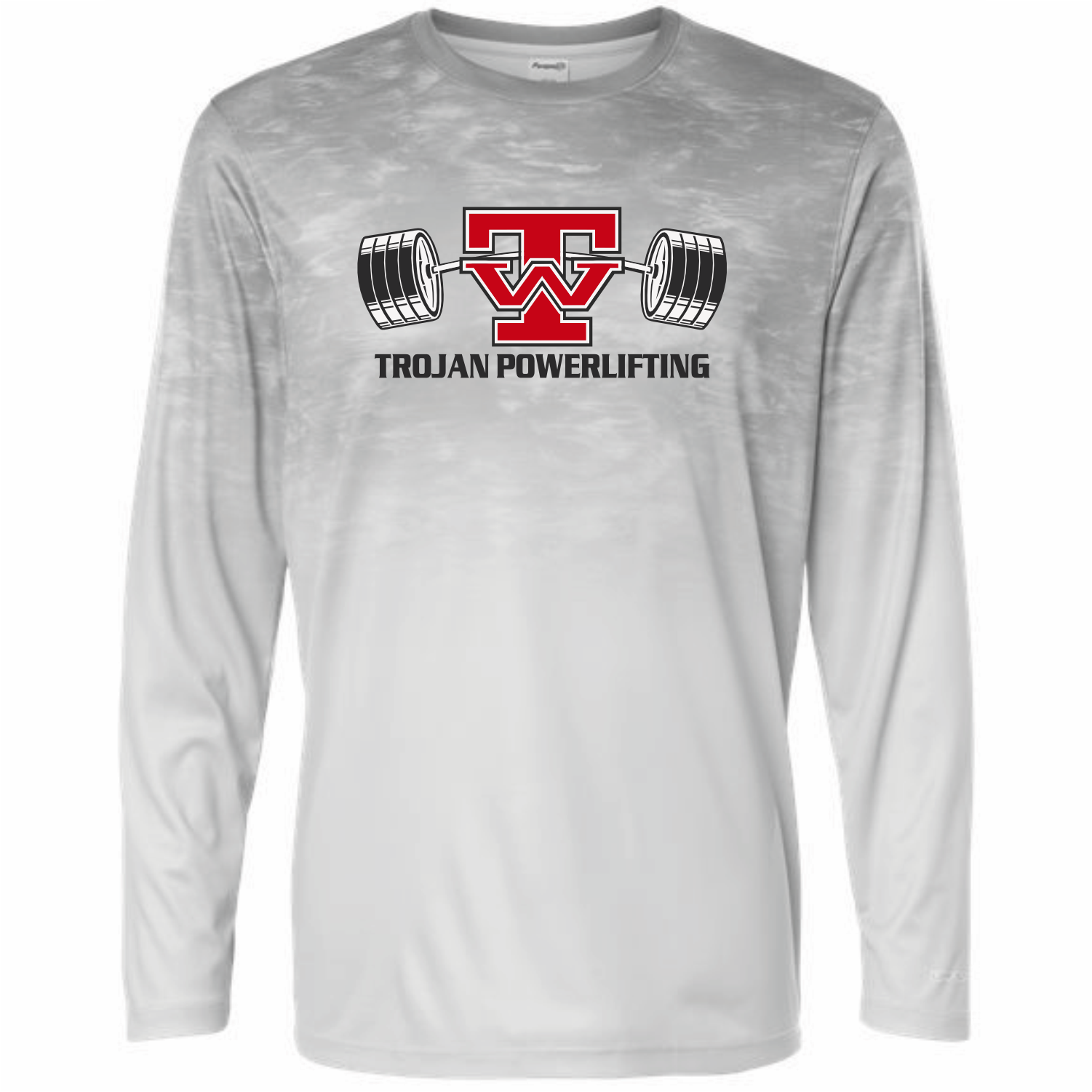 TROJAN POWERLIFTING - FADED ALUMINUM - LONG SLEEVE DRI-FIT T-SHIRT