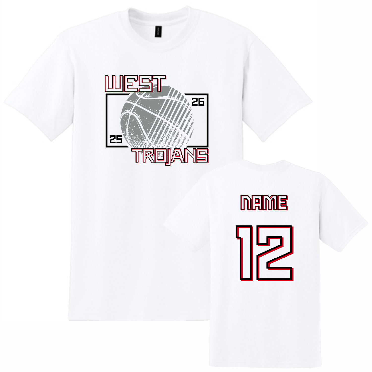 WEST TROJAN BASKETBALL COTTON SHORT SLEEVE T-SHIRT - WHITE