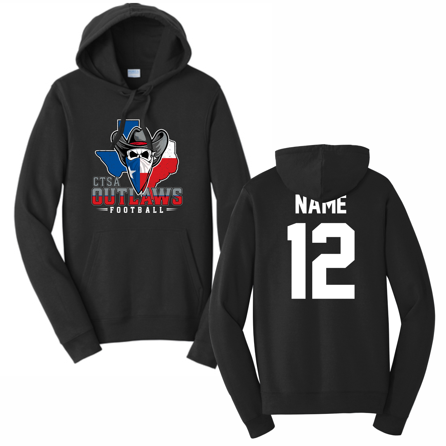 CTSA OUTLAWS - COTTON HOODIE - NAME/NUMBER
