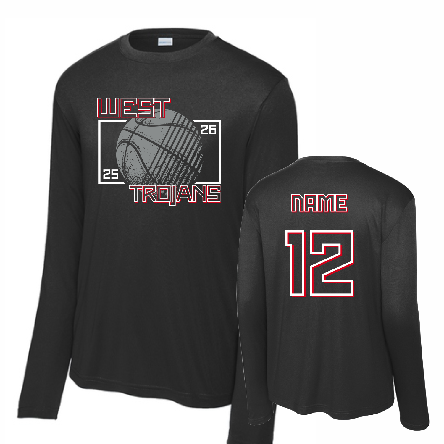 WEST TROJAN BASKETBALL DRI-FIT LONG SLEEVE T-SHIRT - BLACK