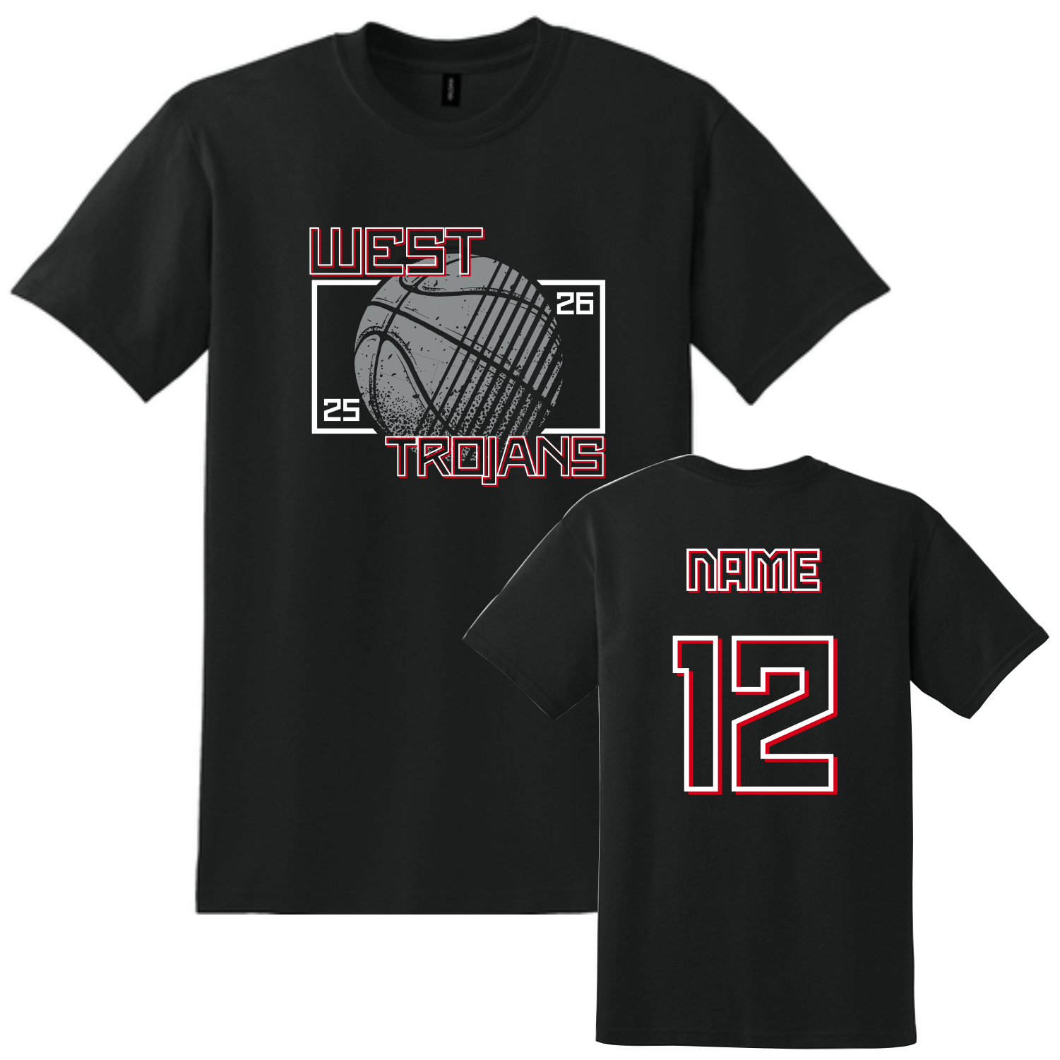 WEST TROJAN BASKETBALL COTTON SHORT SLEEVE T-SHIRT - BLACK