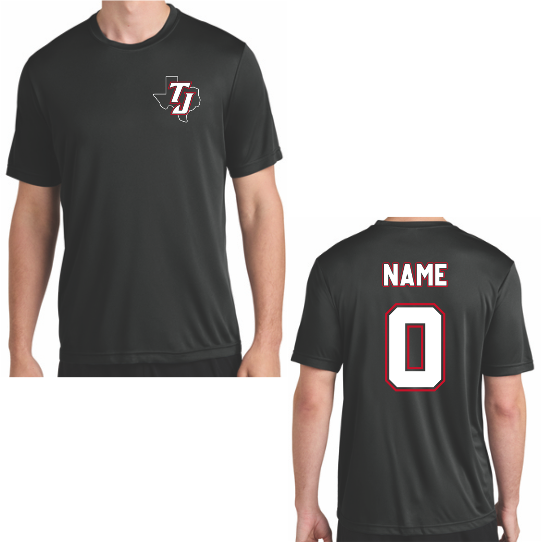 TEXAS JACKALS - DRI-FIT - SHORT SLEEVE T-SHIRT - W/ NAME/NUMBER - BLACK