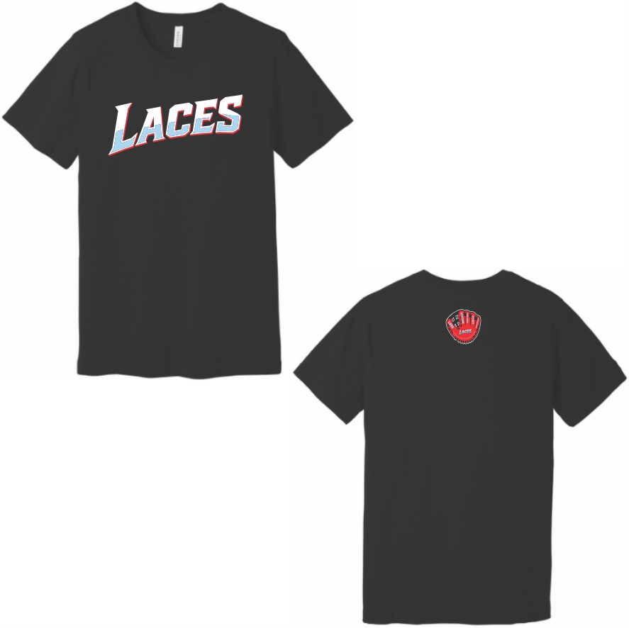 LACES COTTON SHORT SLEEVE T-SHIRT - BLACK