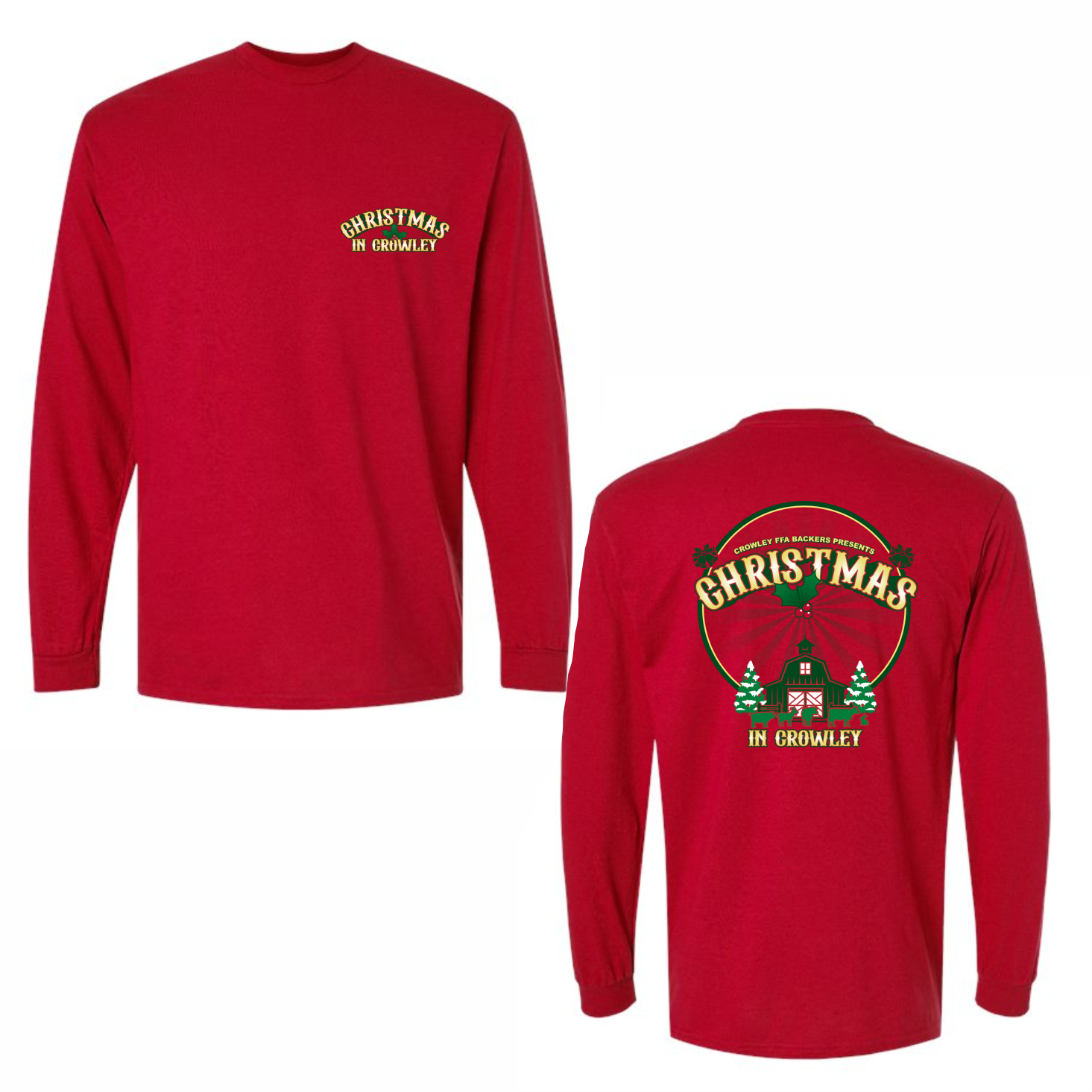 CHRISTMAS IN CROWLEY - LONG SLEEVE T-SHIRT - RED