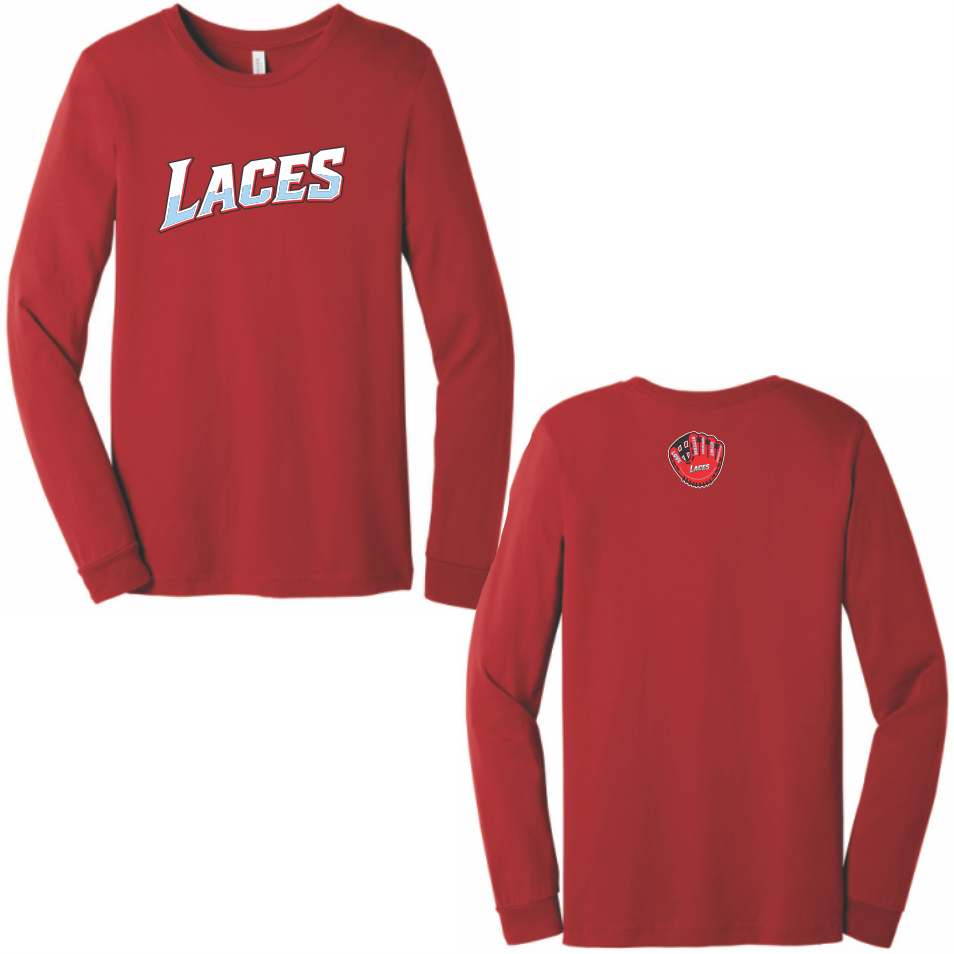 LACES COTTON LONG SLEEVE T-SHIRT - RED