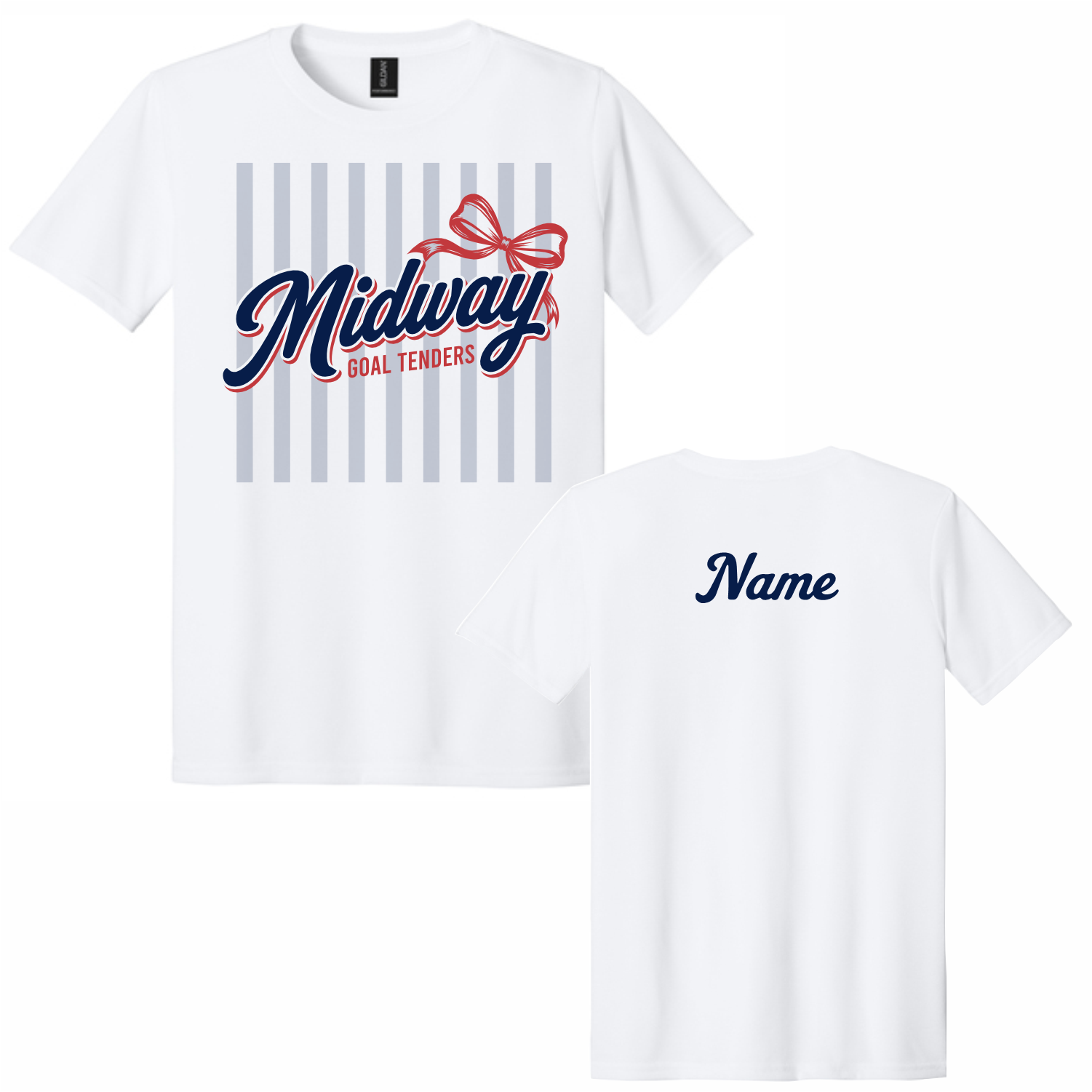 MIDWAY GOAL TENDERS - BOW STRIPES - T-SHIRT W/ NAME