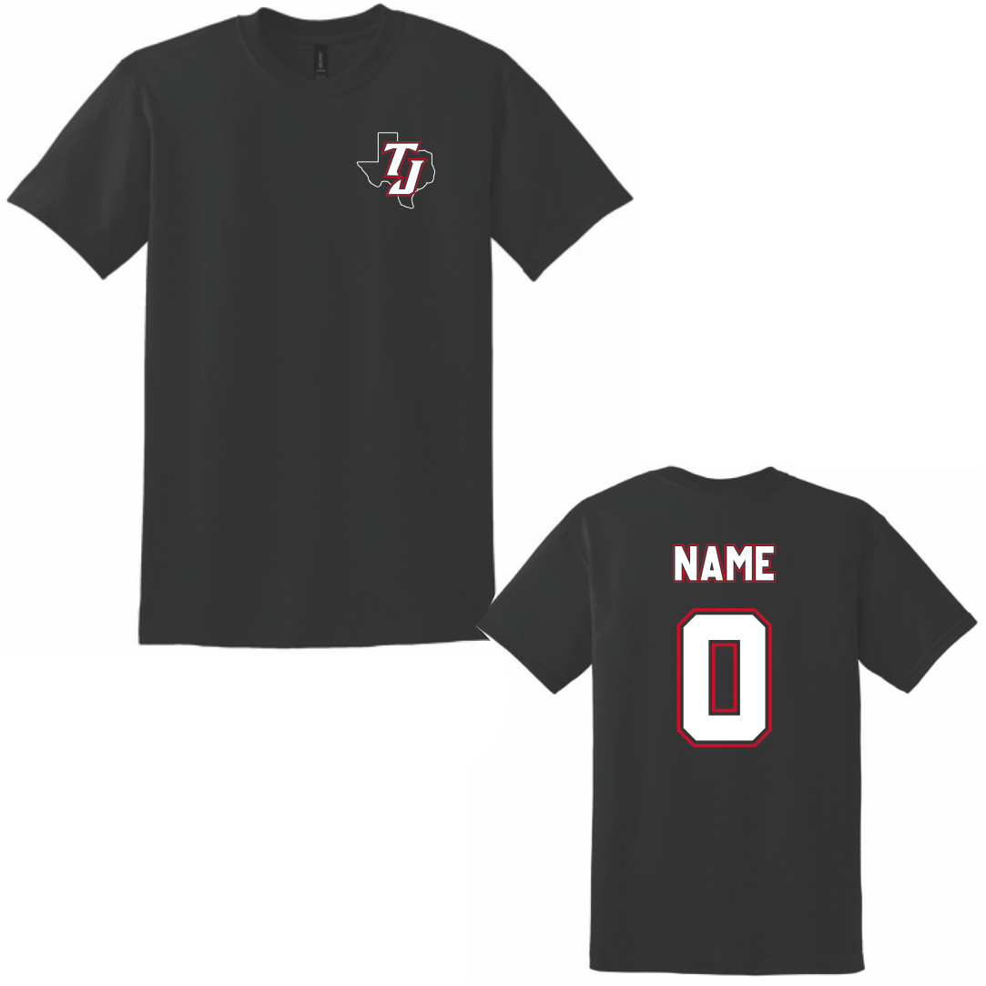 TEXAS JACKALS - COTTON - SHORT SLEEVE T-SHIRT - W/ NAME/NUMBER - BLACK