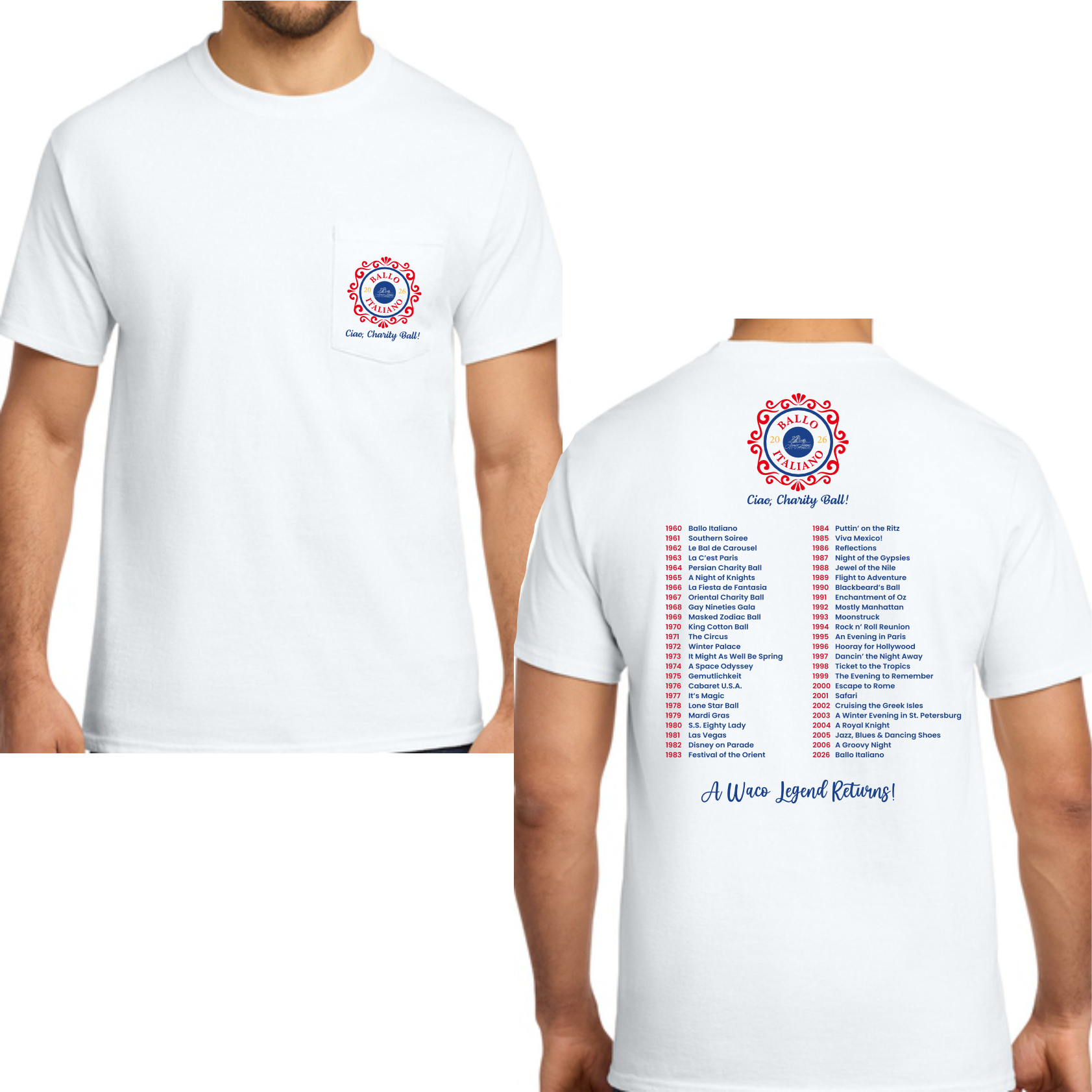 JLW BALLO ITALIANO - SHORT SLEEVE POCKET T-SHIRT - WHITE