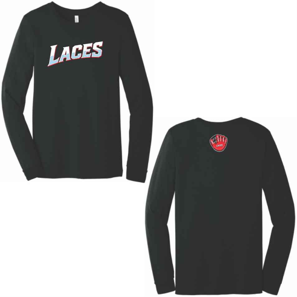 LACES COTTON LONG SLEEVE T-SHIRT - BLACK