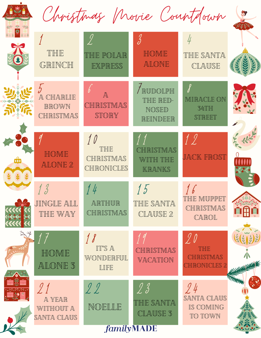 Christmas Movie Calendar — FamilyMade