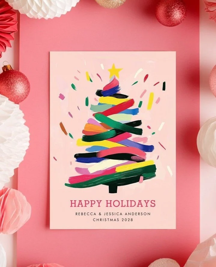 My pink holiday card with the Christmas tree is getting a lot of love this year! 🌲 🩷