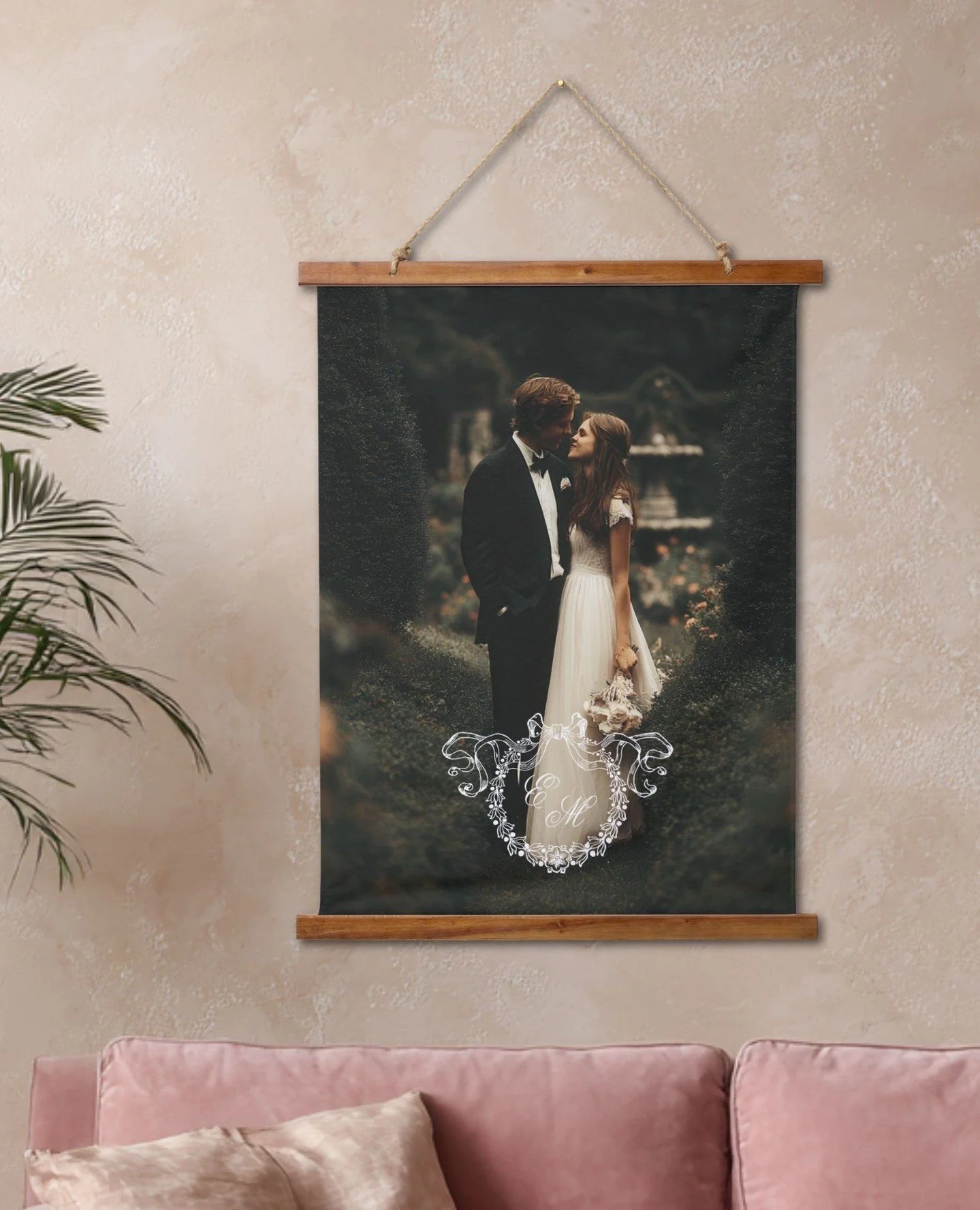 Celebrate your love!⁠
This custom photo wall tapestry is a wedding keepsake to treasure long after the thank-you notes are written 🤍⁠
⁠
This personalized photo tapestry is personalized with a photo of your choice and a custom monogram in romantic ca