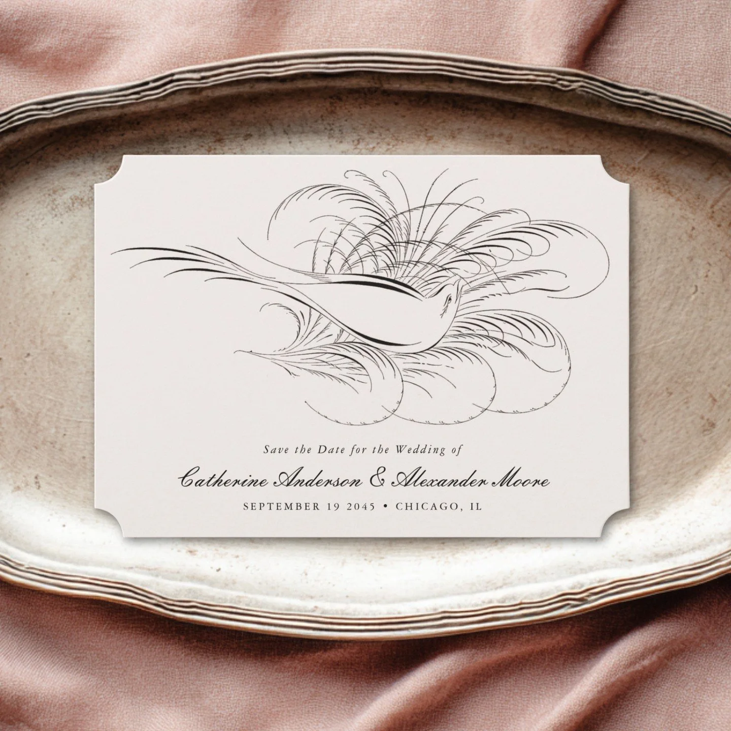 🕊️ I found this beautiful bird made of calligraphy flourishes in an old book and digitally refurbished it - now it has a new home on my newest vintage style wedding save the date template.⁠
⁠
⁠
#calligraphyflourish #vintagewedding #savethedate #zazz