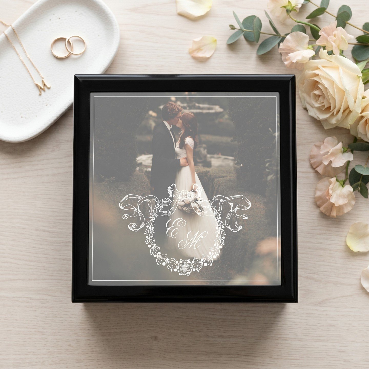 Cherish the memories of your wedding day - this wooden keepsake box can be customized with a photo and calligraphy style monogram of your choice ❤️
Available in my @zazzle designer store front. 

#weddingmemories #weddingkeepsake #elegantwedding #fam