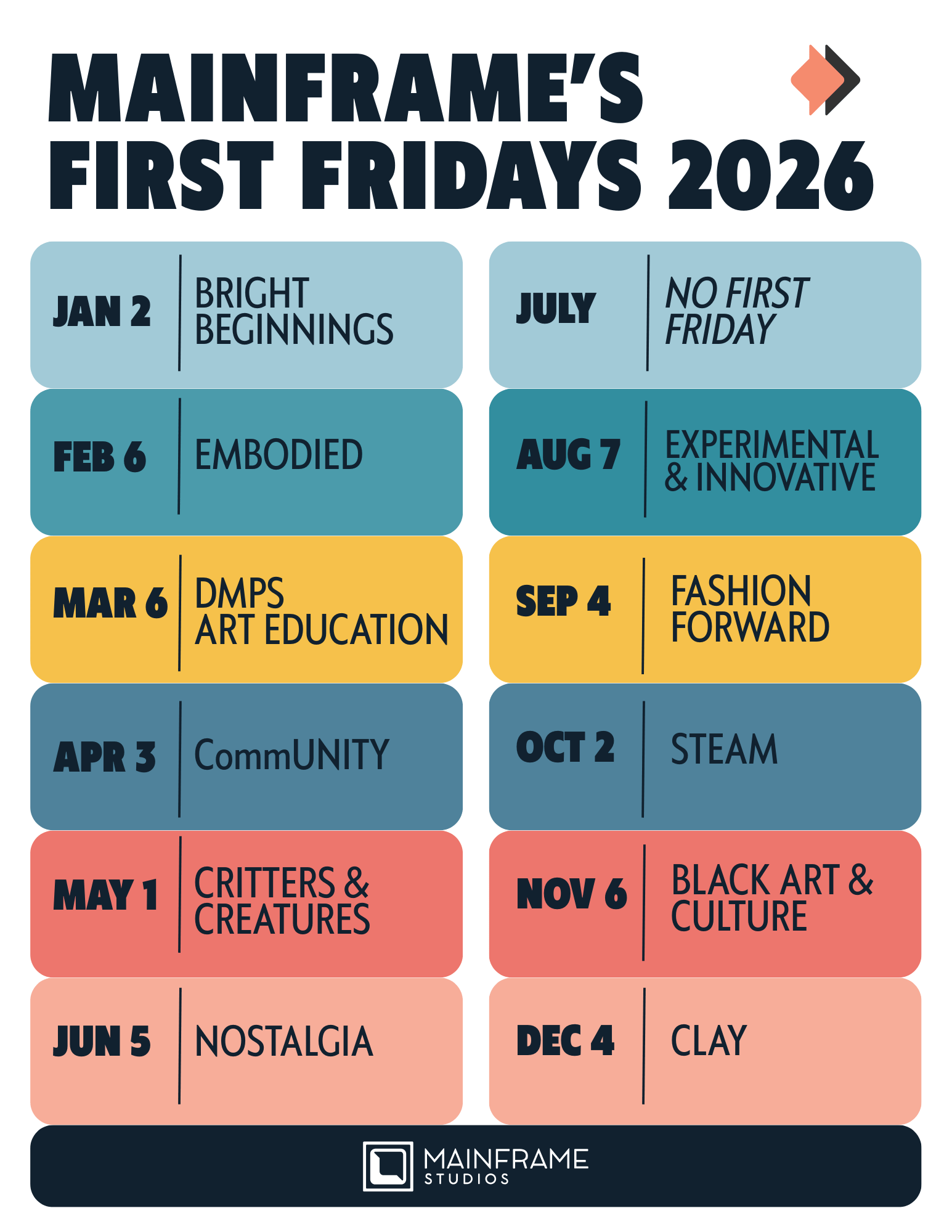 Mainframe Studios First Fridays 2026