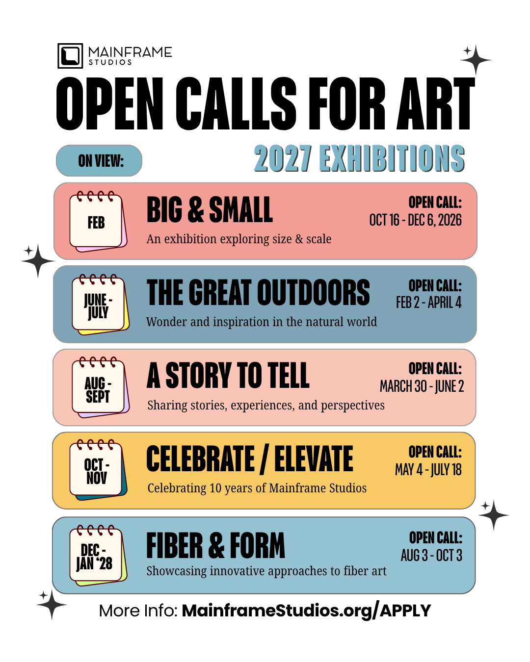 2027 Exhibitions + Open Calls
