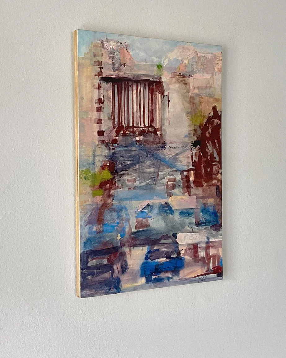 painting on paper on plywood