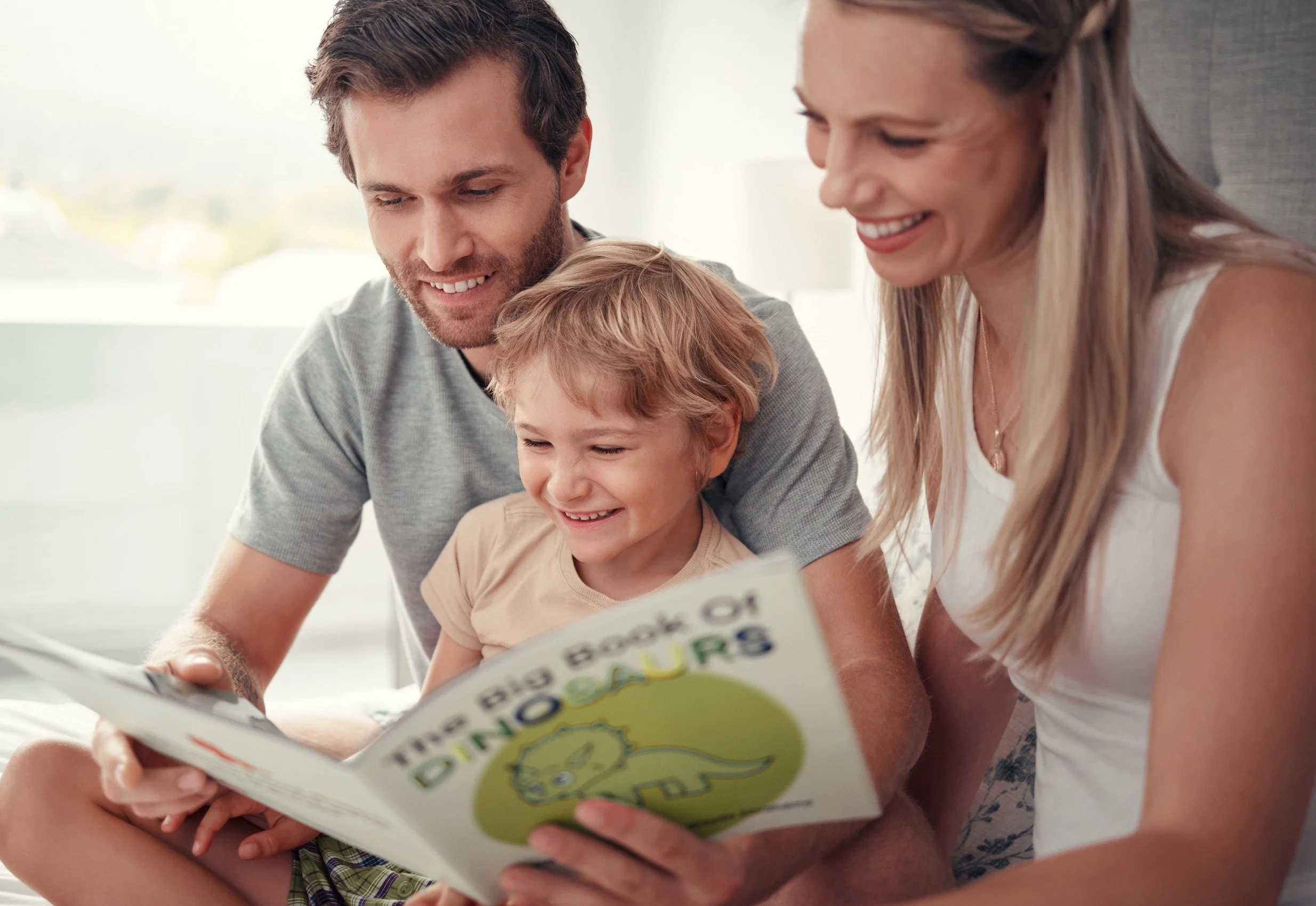 Happy family enjoying clean indoor air with an air cleaner system