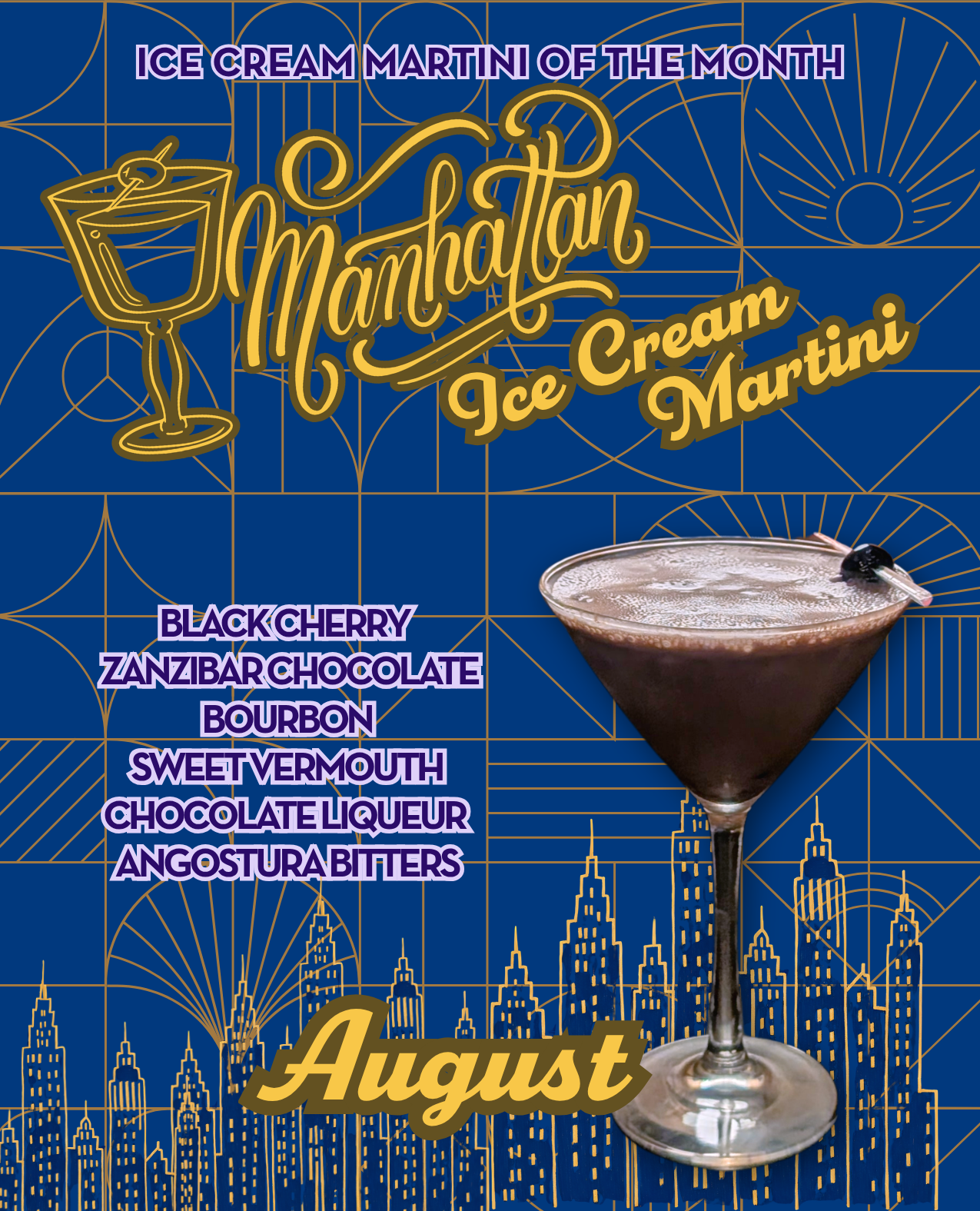 Manhattan Ice Cream Martinin The Fountain on Locust Ice Cream Martini of the Month at The Fountain on Locust in Midtown St. Louis