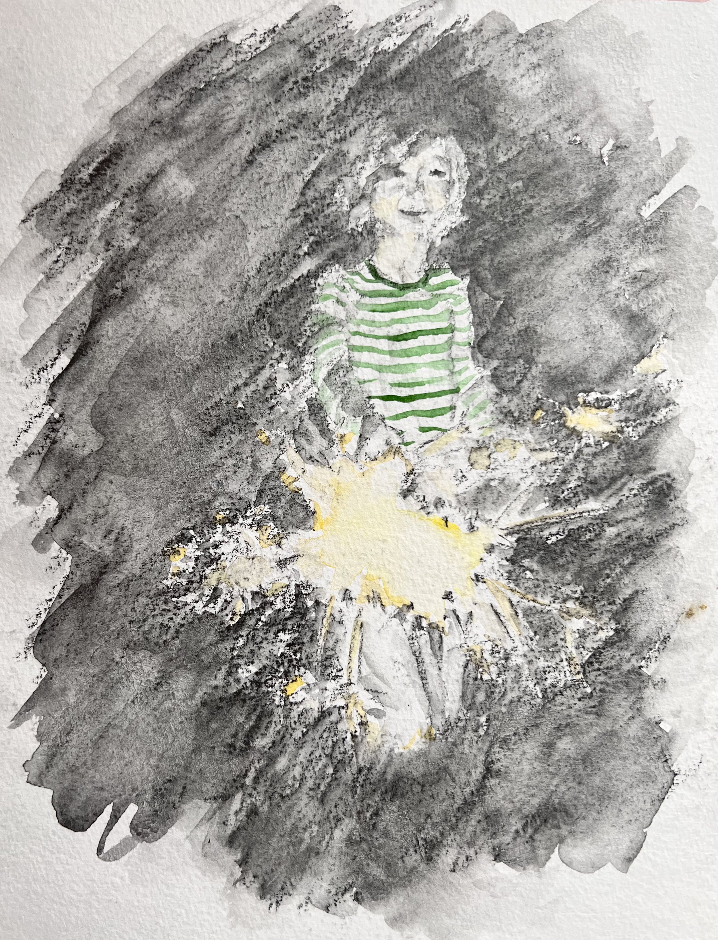 watercolour & water-soluable graphite on paper