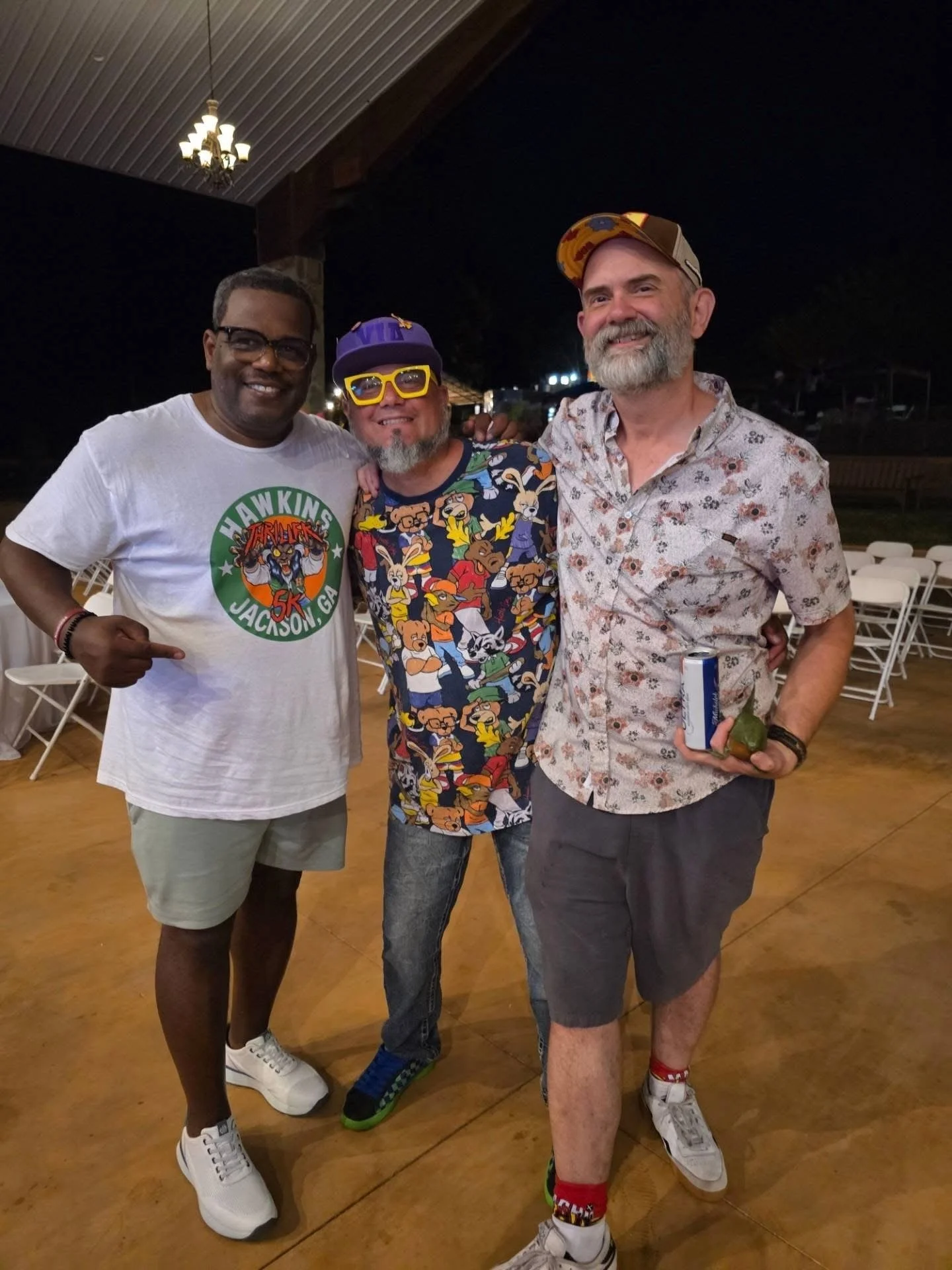 80's Atlanta Vice Concert hosted by Frankie Willis at The Village of Indian Springs Amphitheater with Mayor Carlos Duffey, Artist Wil Rivera and Cameron Thompson, owner of Hawkins Headquarters and Stranger Tours 